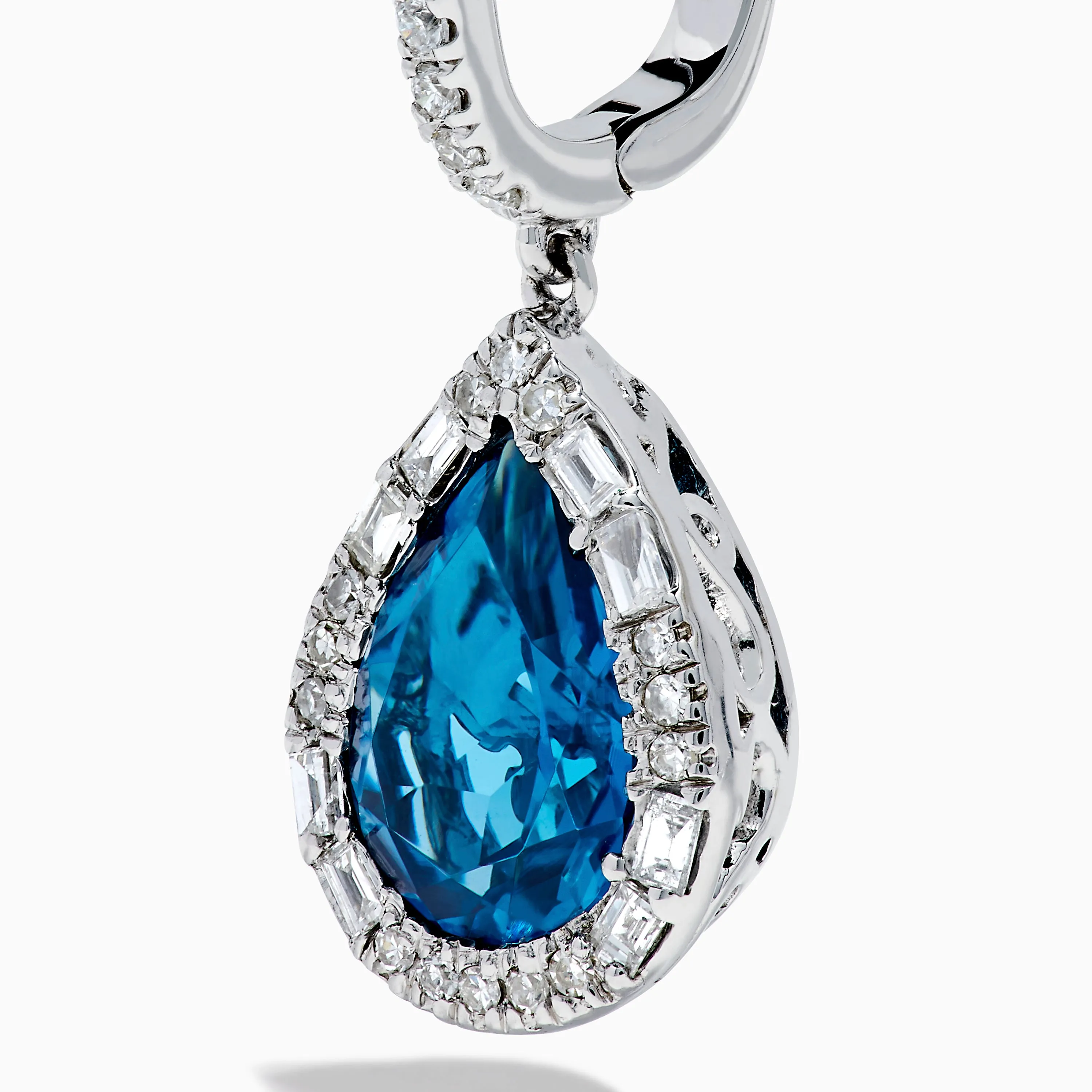14K White Gold Blue Topaz and Diamond Teardrop Earrings sold by Effy product image thumbnail 2