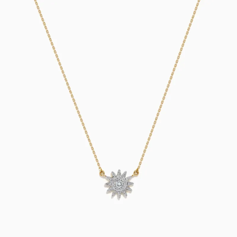 D'Oro 14K Yellow Gold Diamond Sunburst Necklace sold by Effy