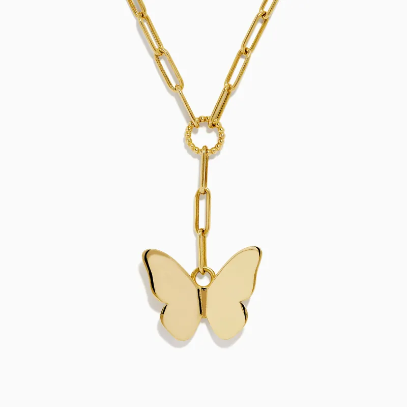 14K Yellow Gold Paperclip Butterfly Lariat Necklace sold by Effy