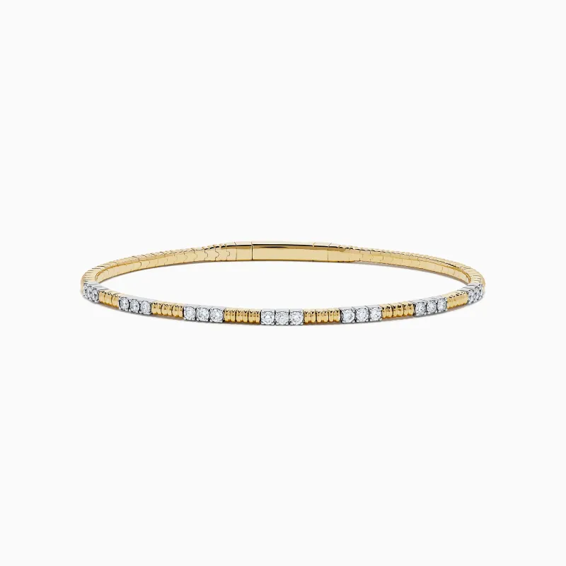 14K Two Tone Gold Diamond Flexible Bangle sold by Effy