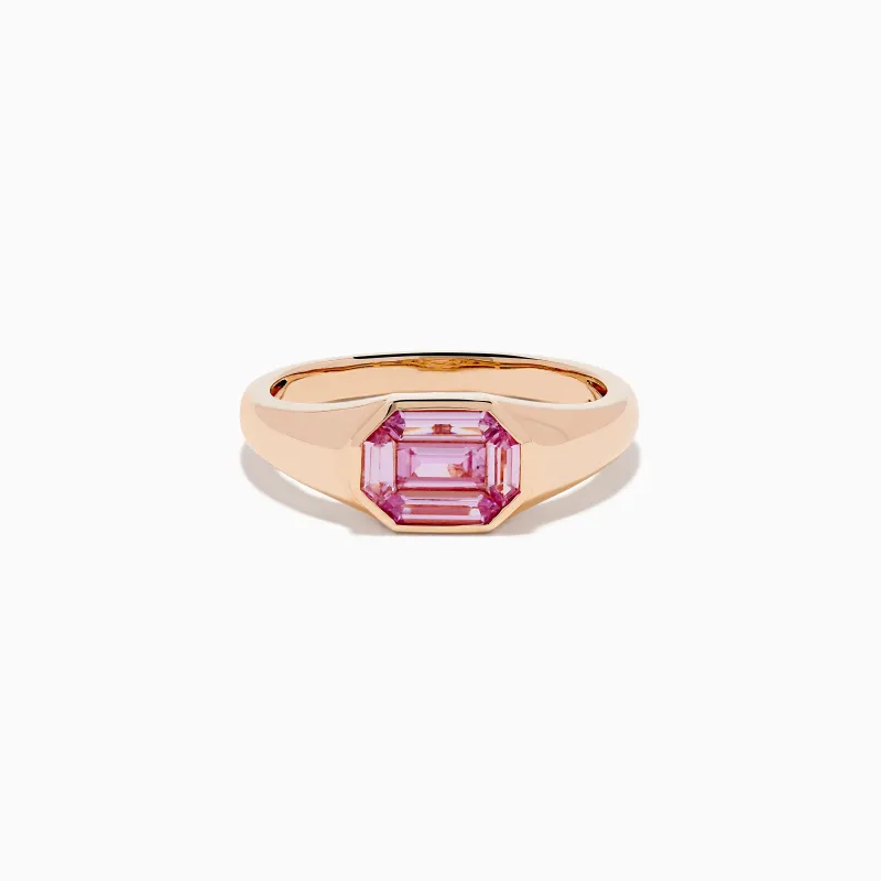 14K Rose Gold Bezel Set Pink Sapphire Ring sold by Effy