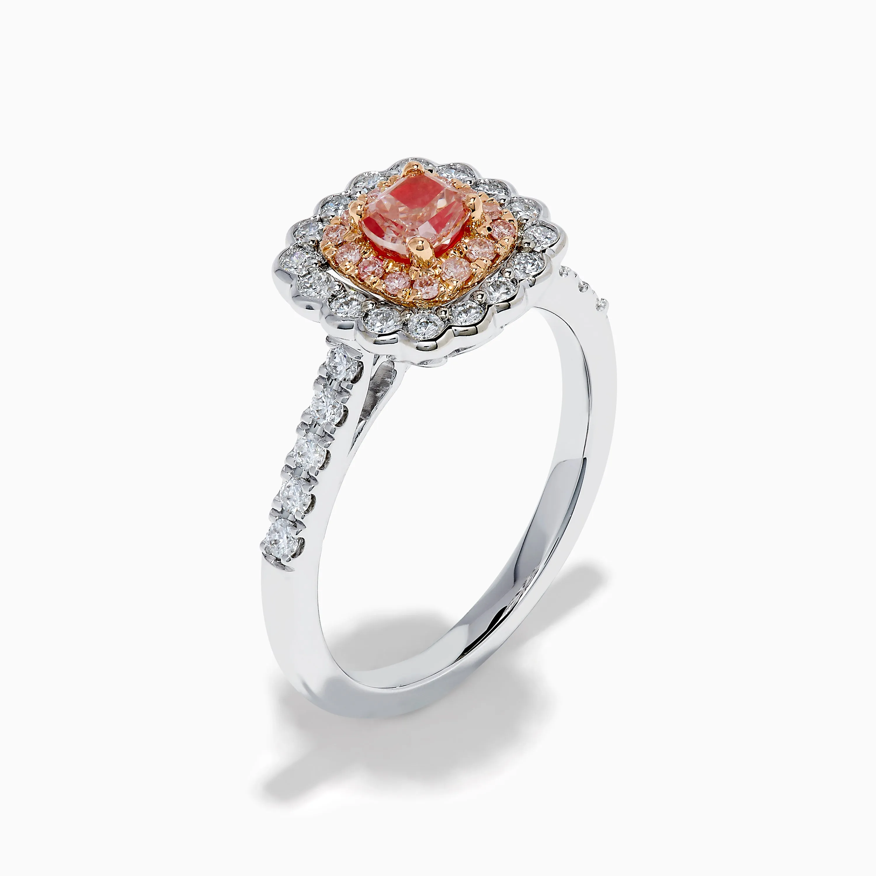 18K White Gold Double Cushion Halo Pink Diamond Ring sold by Effy product image thumbnail 4