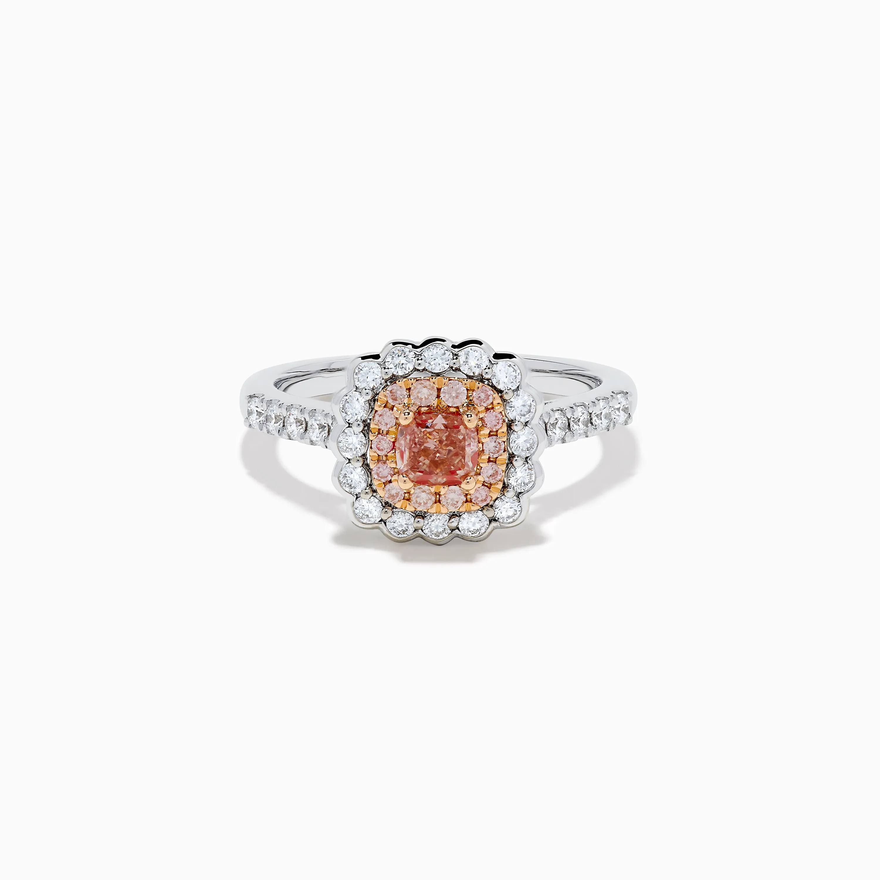 18K White Gold Double Cushion Halo Pink Diamond Ring sold by Effy