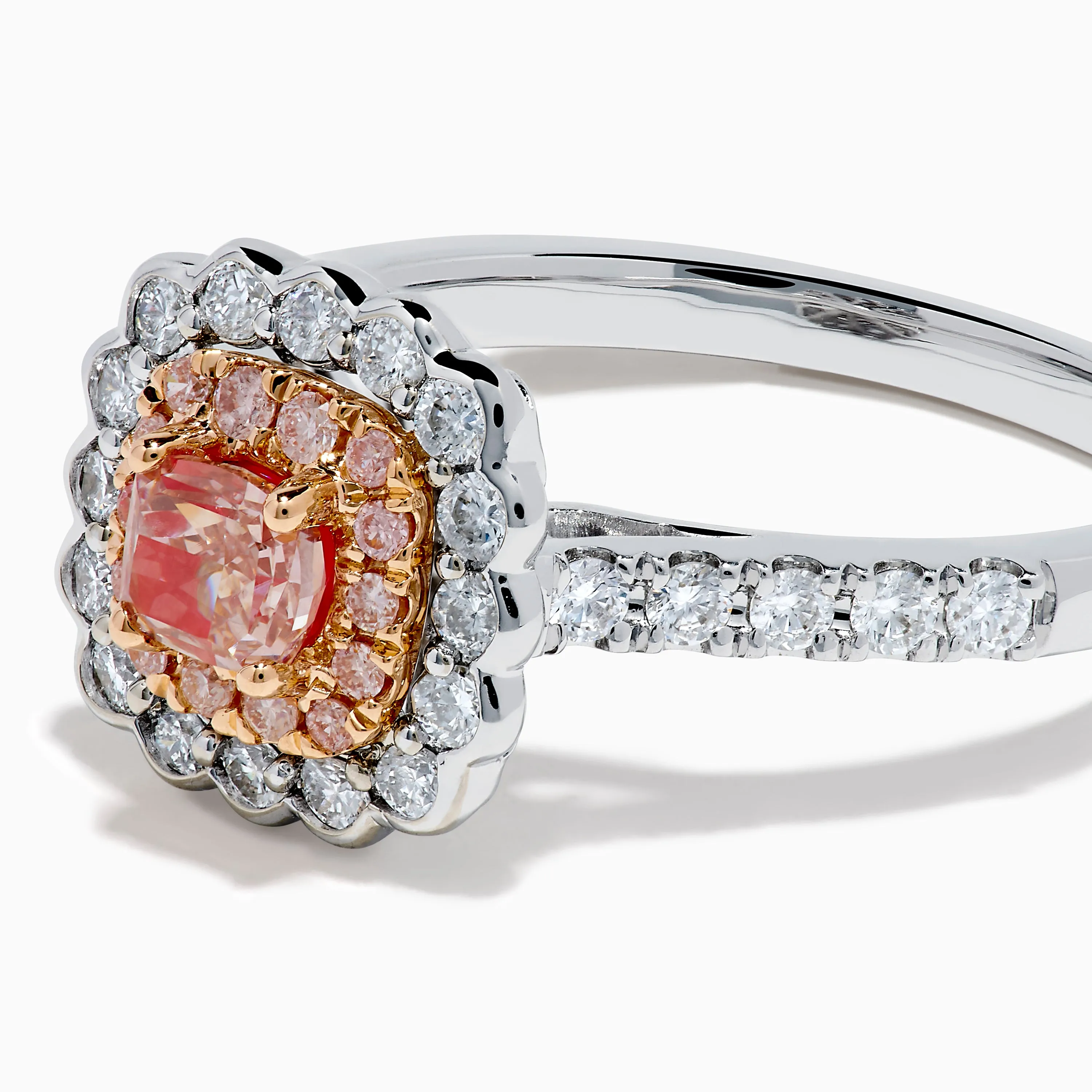 18K White Gold Double Cushion Halo Pink Diamond Ring sold by Effy product image thumbnail 2