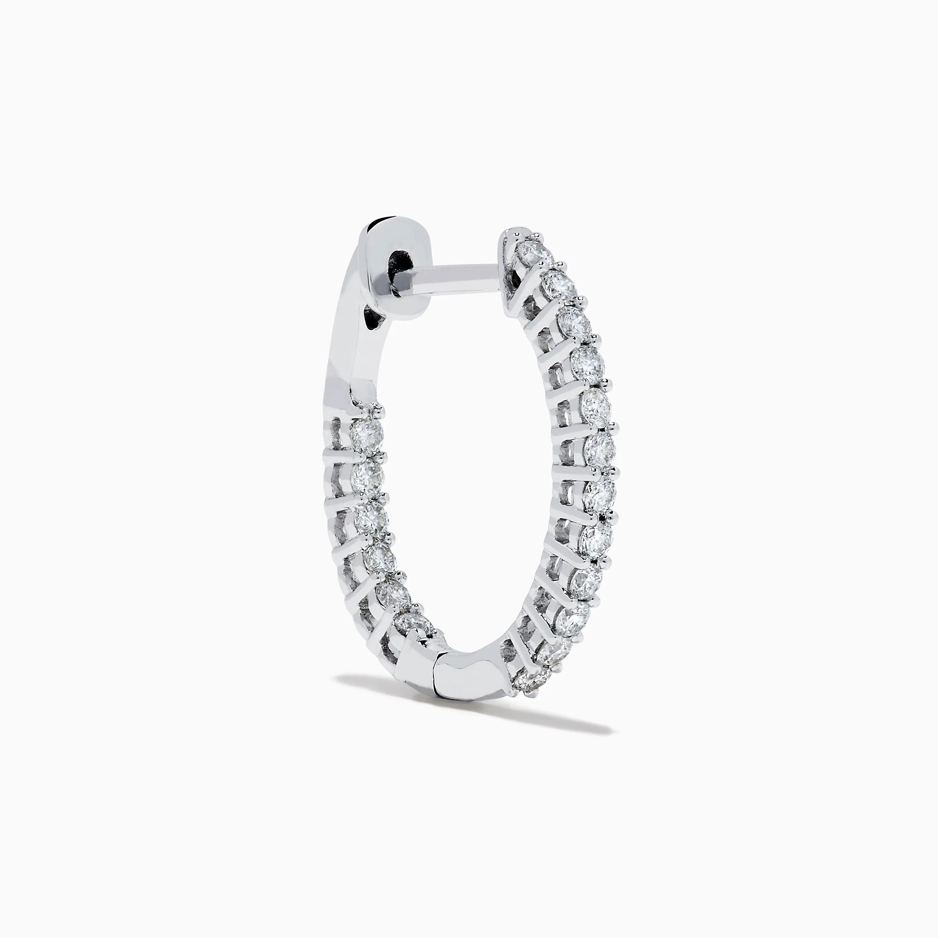 14K White Gold Pave Diamond Hoop Earrings 5/8" sold by Effy product image thumbnail 3
