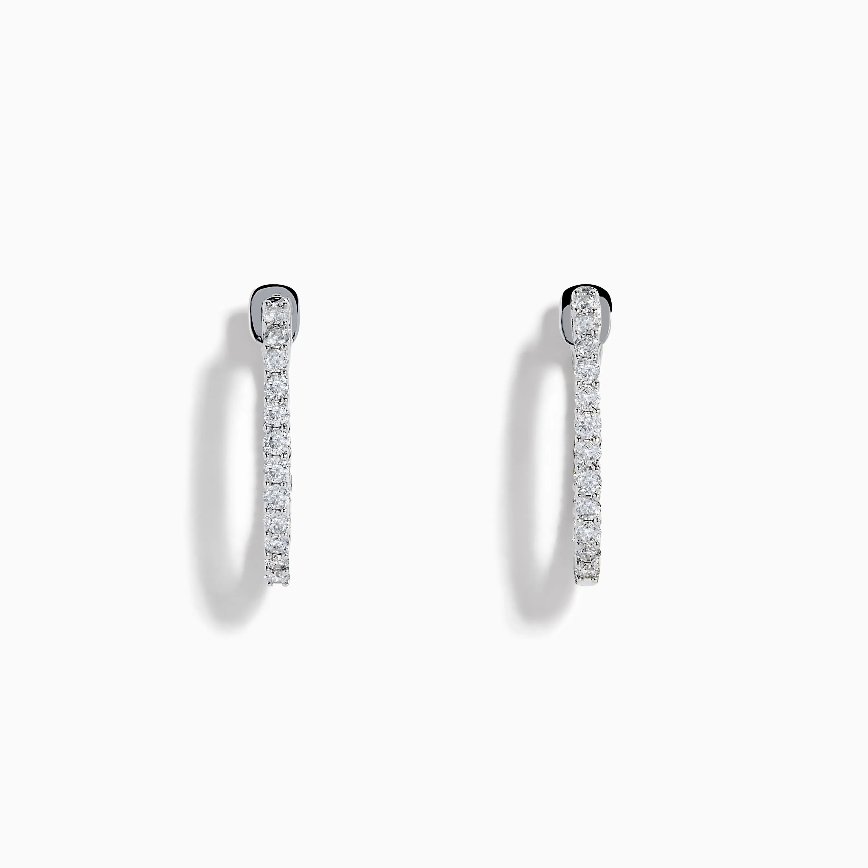 14K White Gold Pave Diamond Hoop Earrings 5/8" sold by Effy