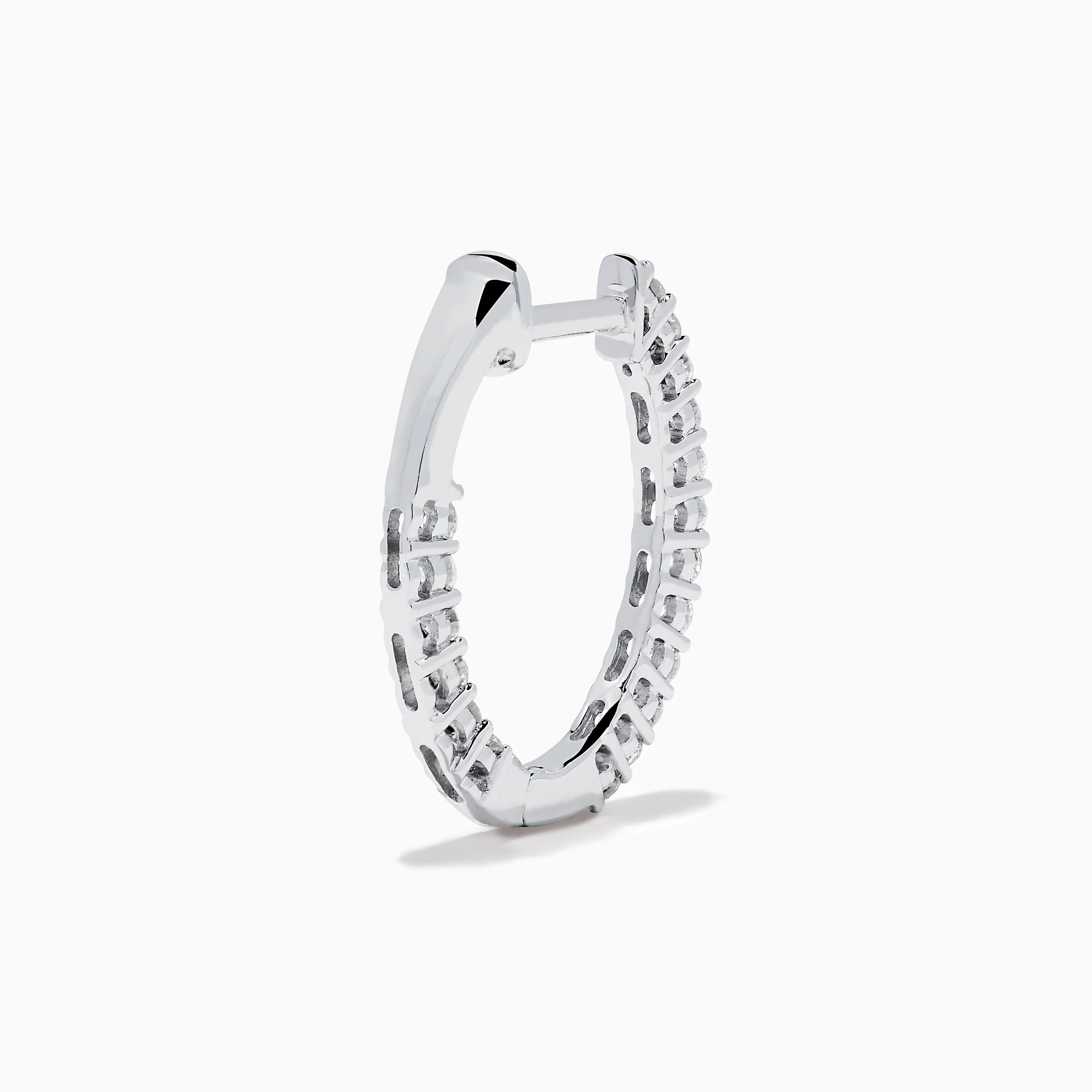 14K White Gold Pave Diamond Hoop Earrings 5/8" sold by Effy product image thumbnail 4