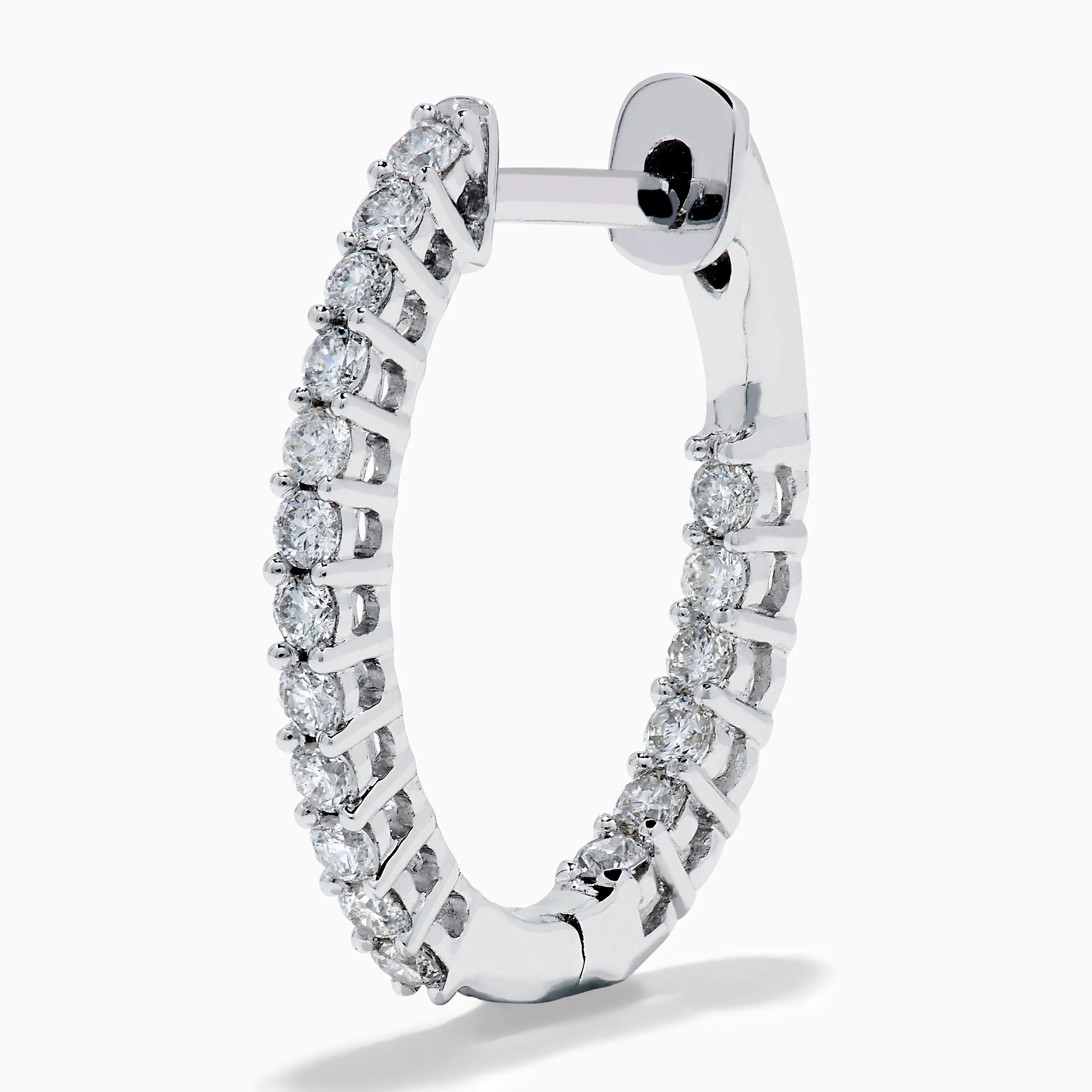 14K White Gold Pave Diamond Hoop Earrings 5/8" sold by Effy product image thumbnail 2