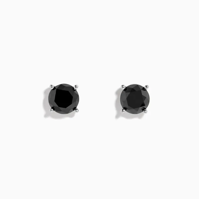 14K White Gold Black Diamond 4.00ct Solitaire Stud Earrings sold by Effy
