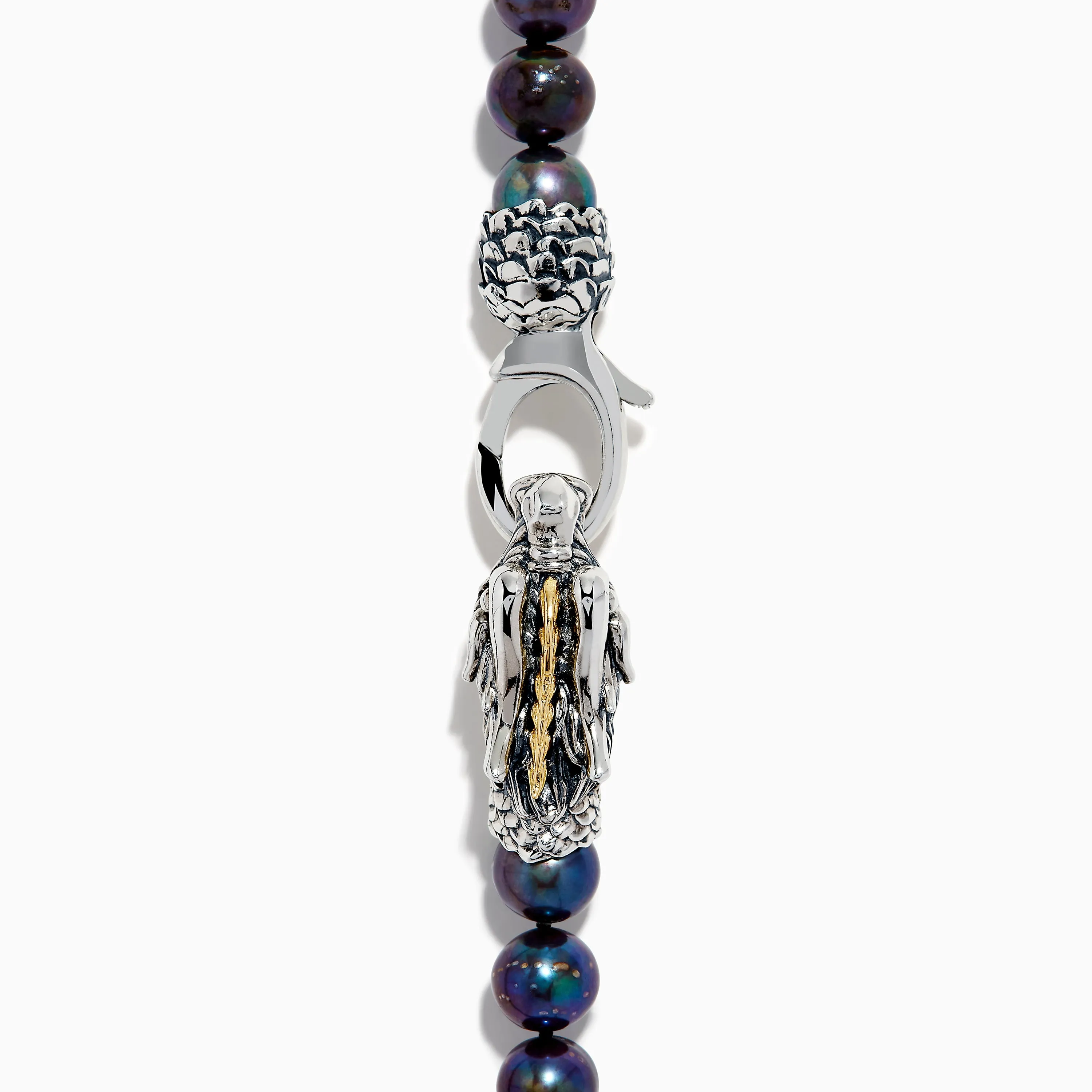 925 Sterling Silver & 18K Gold Gray Freshwater Pearl Necklace with Dragon Clasp sold by Effy product image thumbnail 4