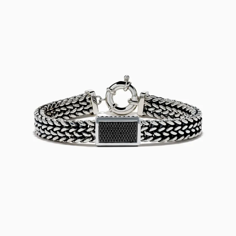 Men's 925 Sterling Silver Black Spinel Chain-Link Bracelet sold by Effy