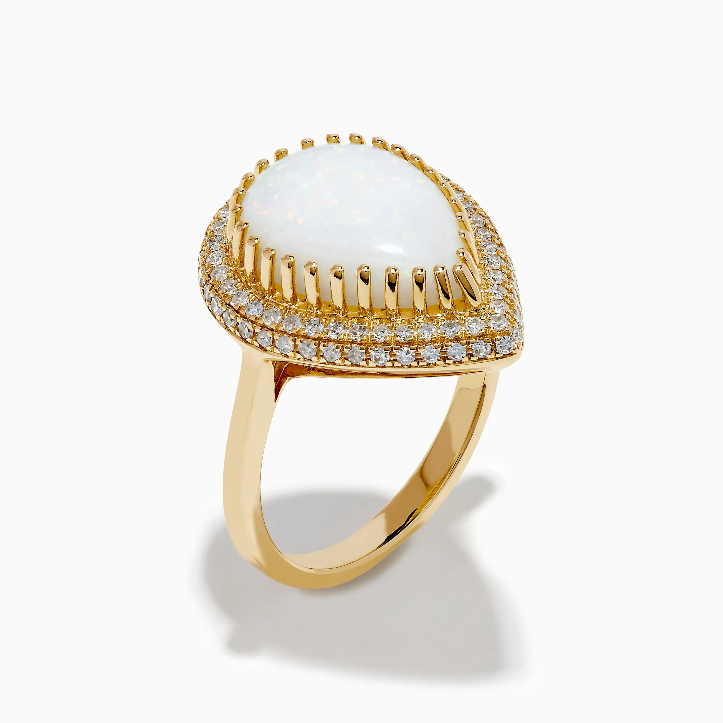 14K Yellow Gold Pear Shaped Opal and Diamond Cocktail Ring sold by Effy product image thumbnail 4