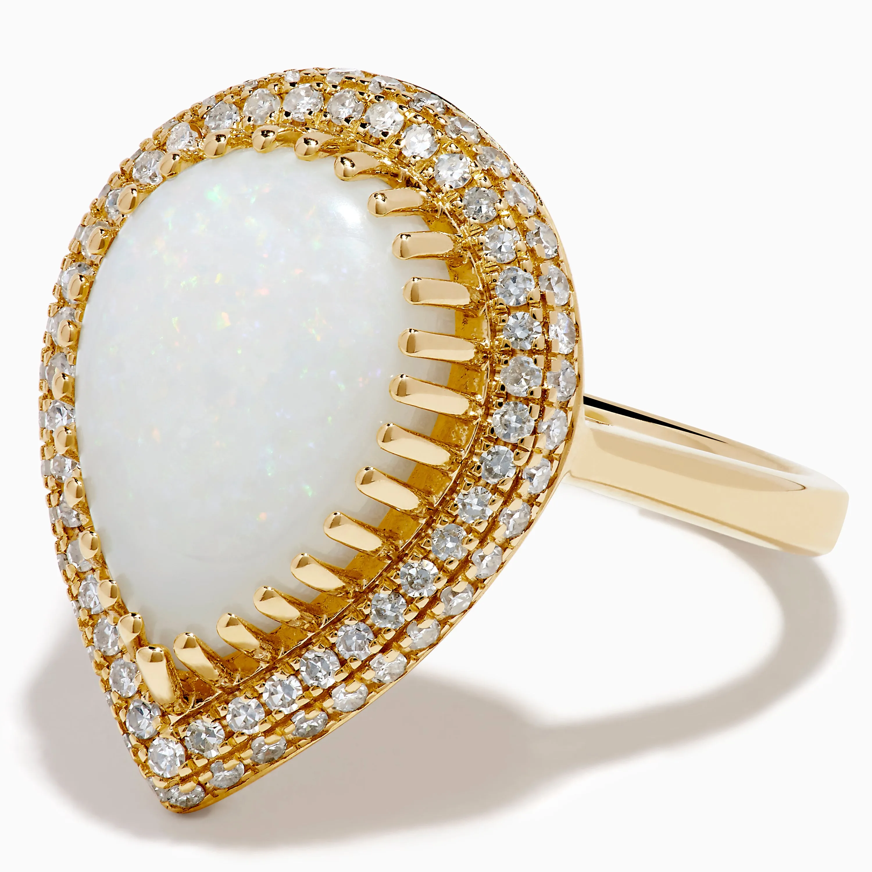 14K Yellow Gold Pear Shaped Opal and Diamond Cocktail Ring sold by Effy product image thumbnail 2