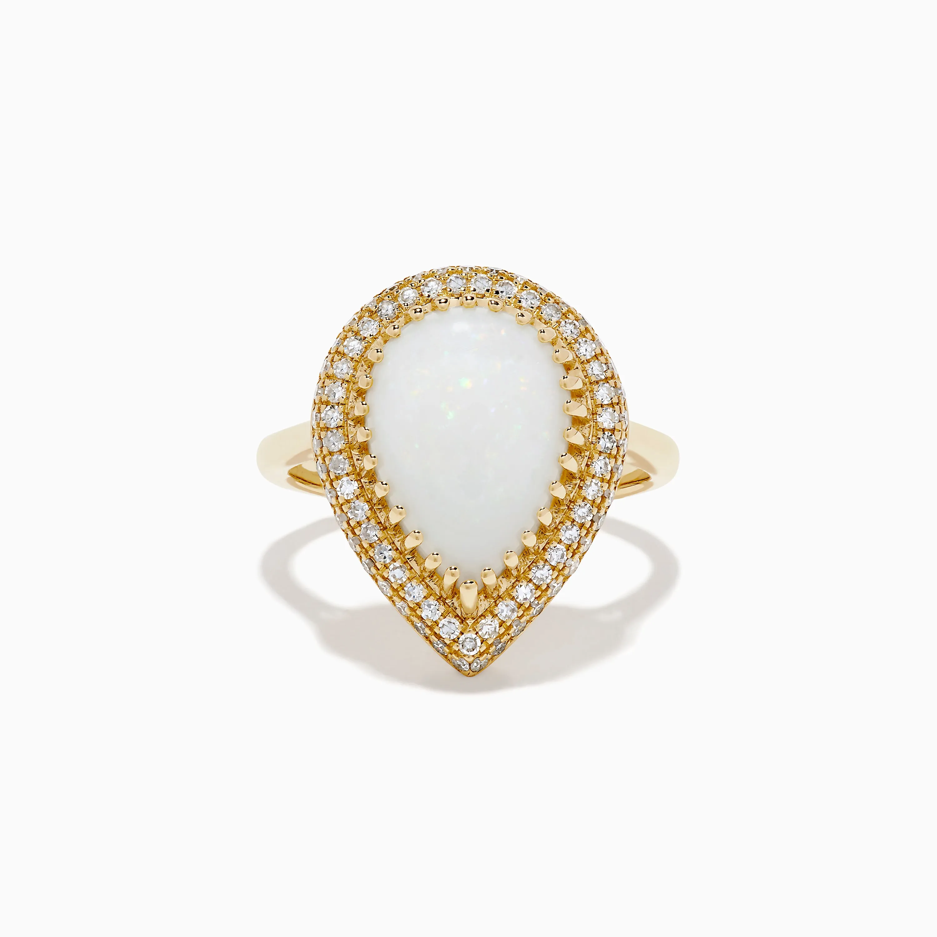 14K Yellow Gold Pear Shaped Opal and Diamond Cocktail Ring sold by Effy