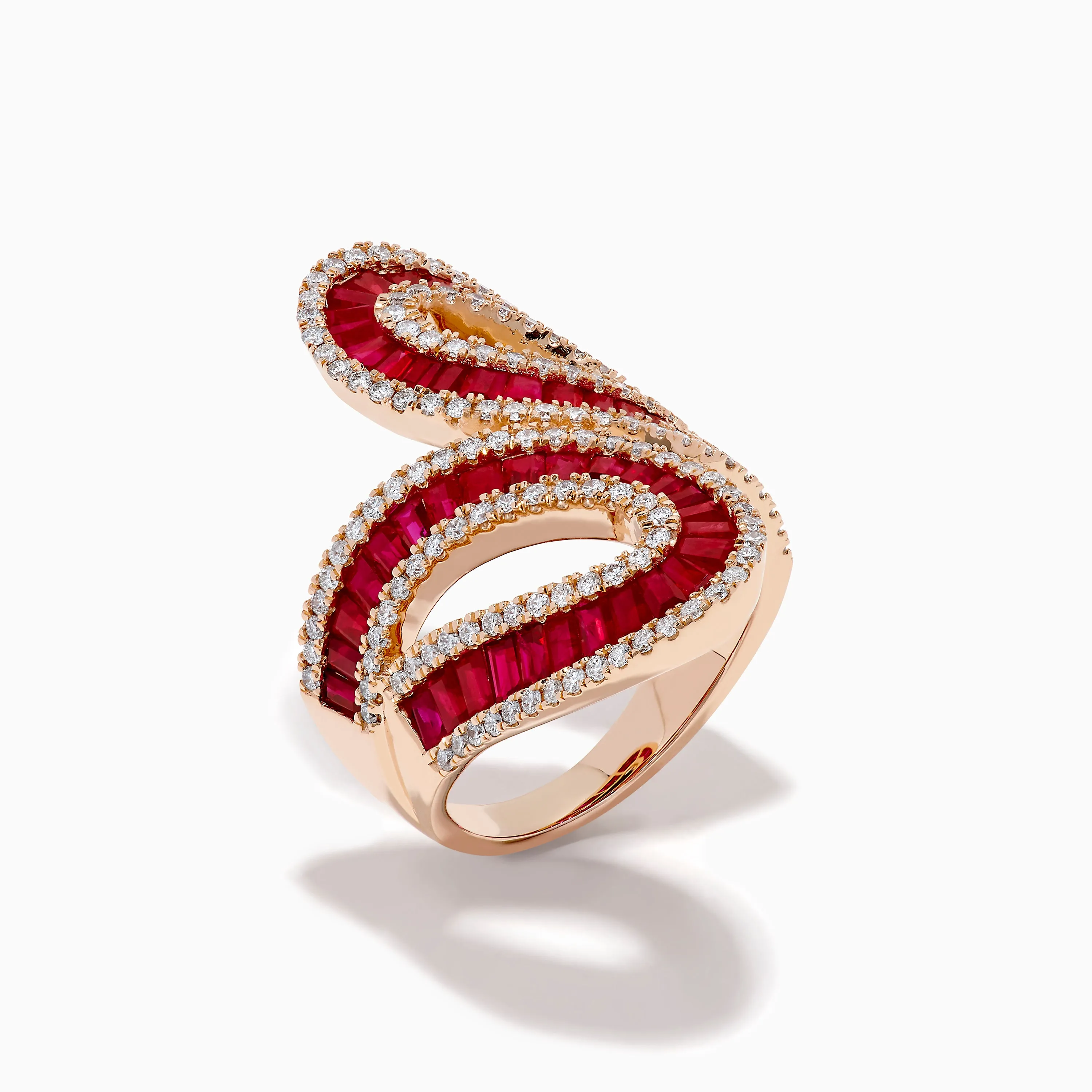 14K Rose Gold Ruby and Diamond Double Loop Statement Ring sold by Effy product image thumbnail 4