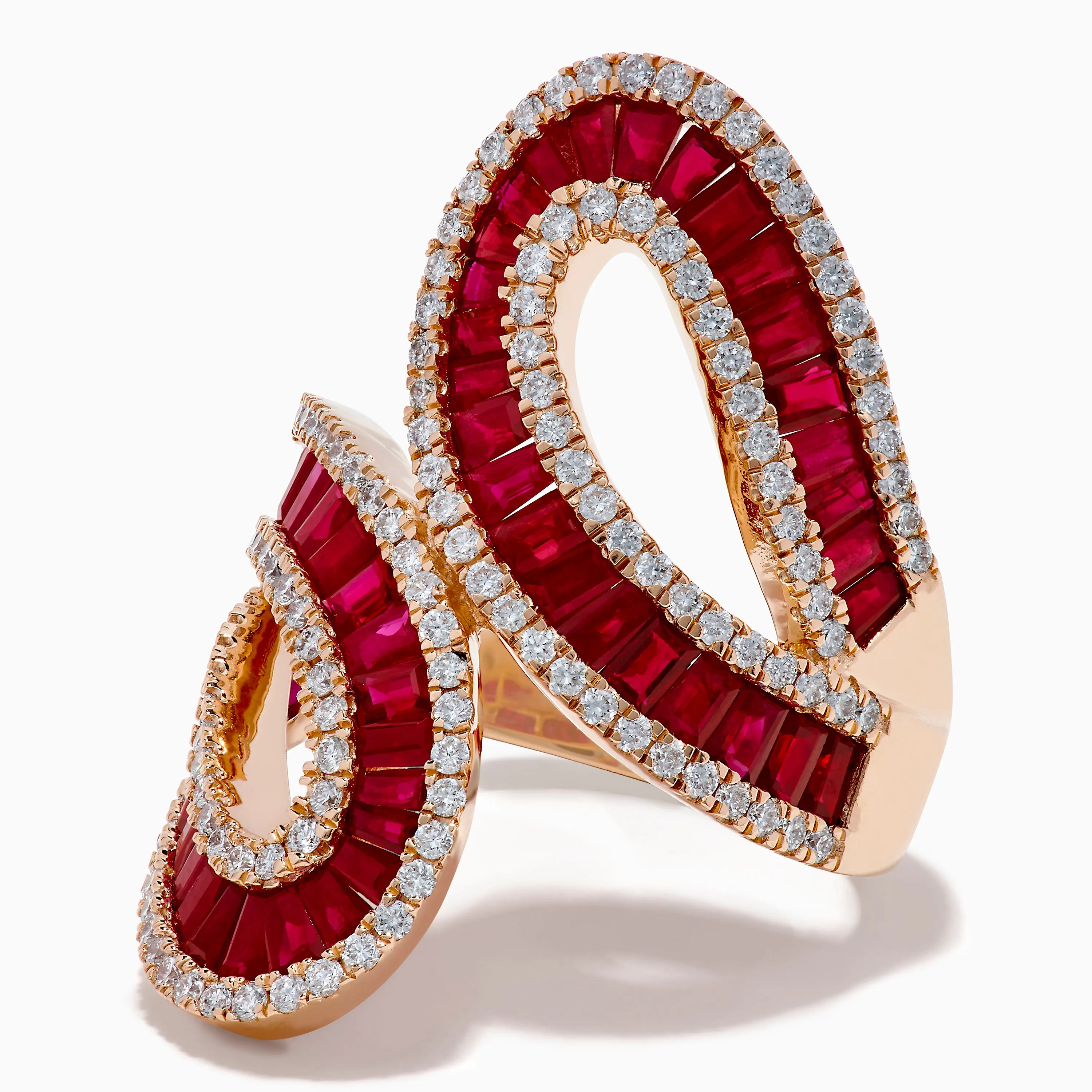 14K Rose Gold Ruby and Diamond Double Loop Statement Ring sold by Effy product image thumbnail 2