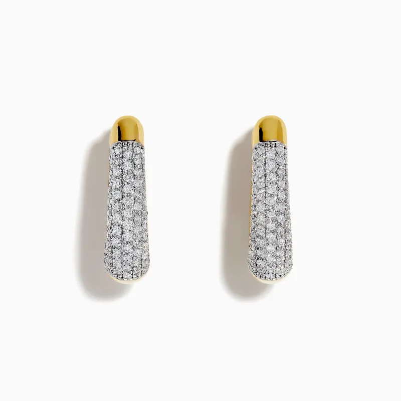 14K Yellow Gold Diamond Pave Huggie Hoop Earrings sold by Effy