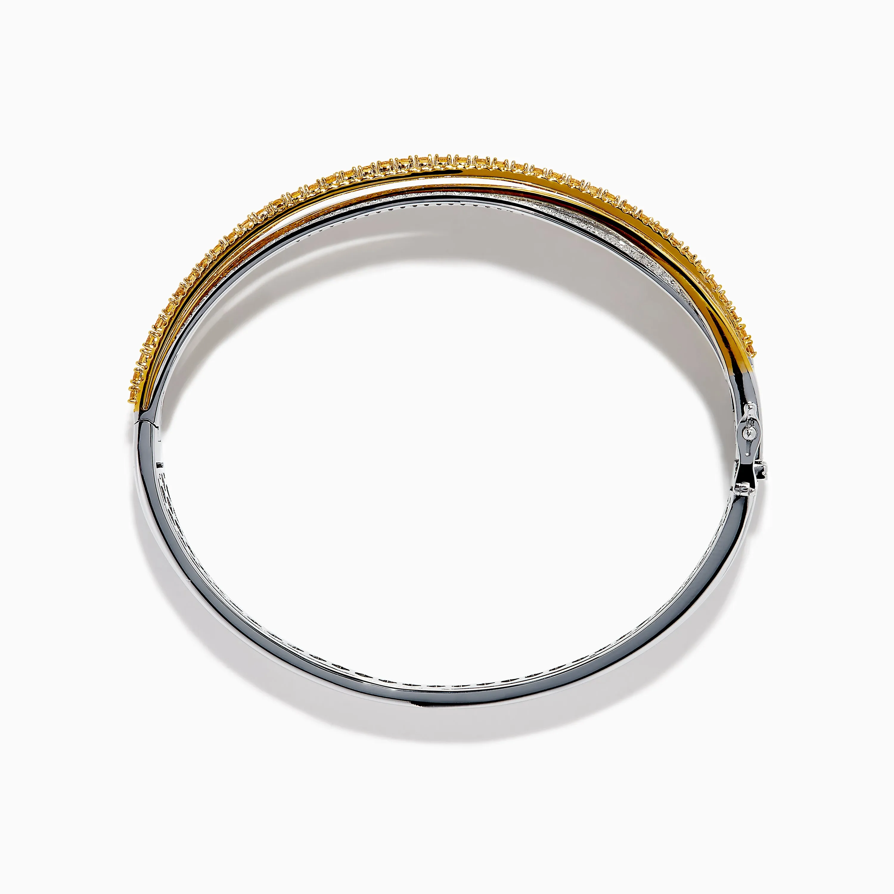 14K Two Tone Gold Yellow and White Diamond Pave Crossover Bangle sold by Effy product image thumbnail 3