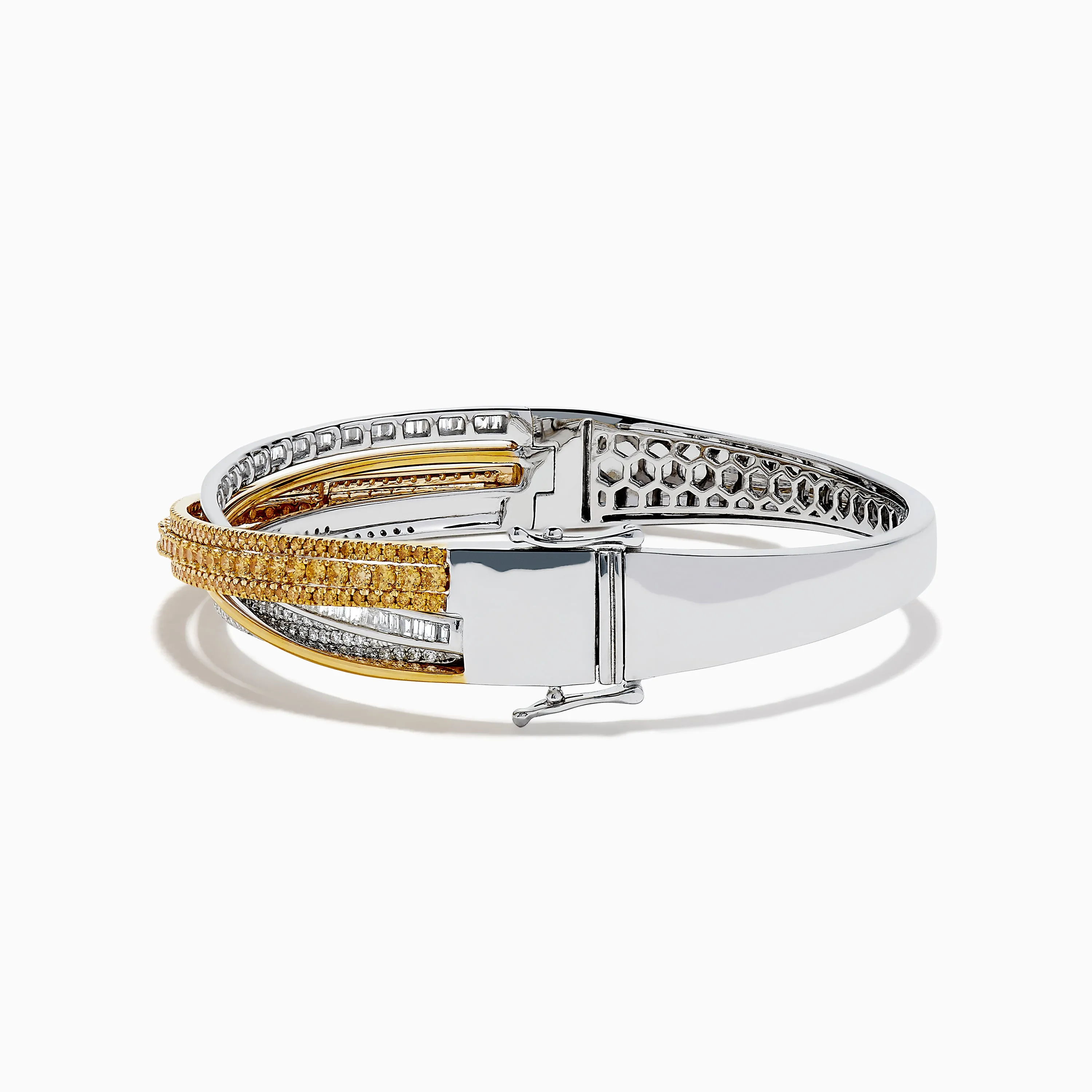 14K Two Tone Gold Yellow and White Diamond Pave Crossover Bangle sold by Effy product image thumbnail 4