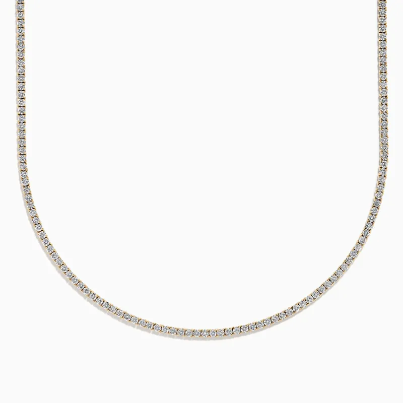 Lab Grown Diamond 6.8ct Tennis Necklace in 14K Yellow Gold sold by Effy