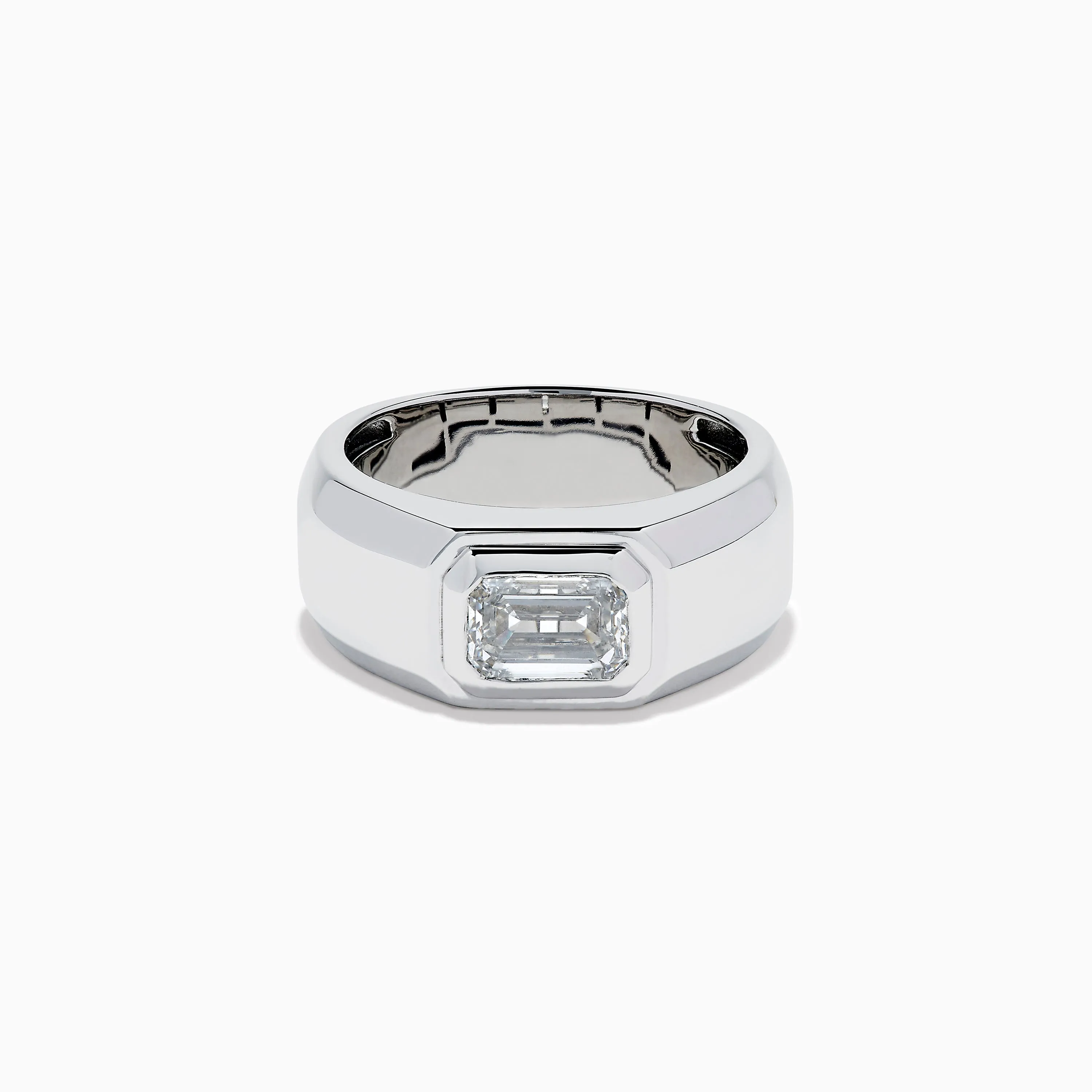 Lab Grown Diamond Men's Signet Ring in 14K White Gold sold by Effy