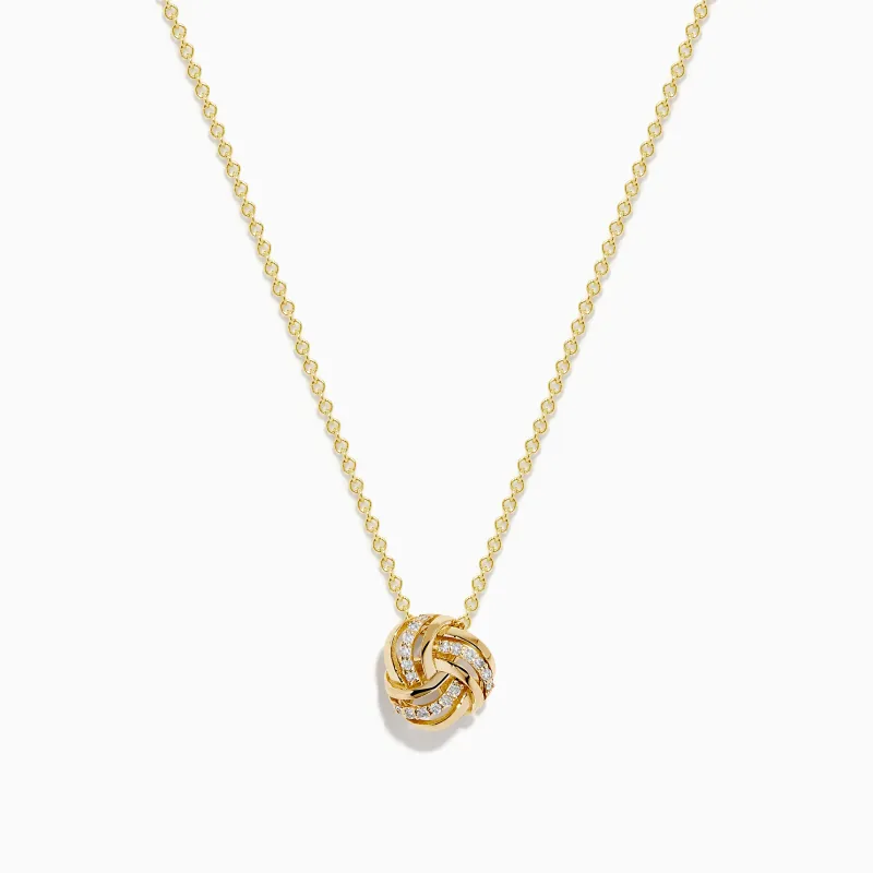 14K Yellow Gold Diamond Love Knot Pendant sold by Effy