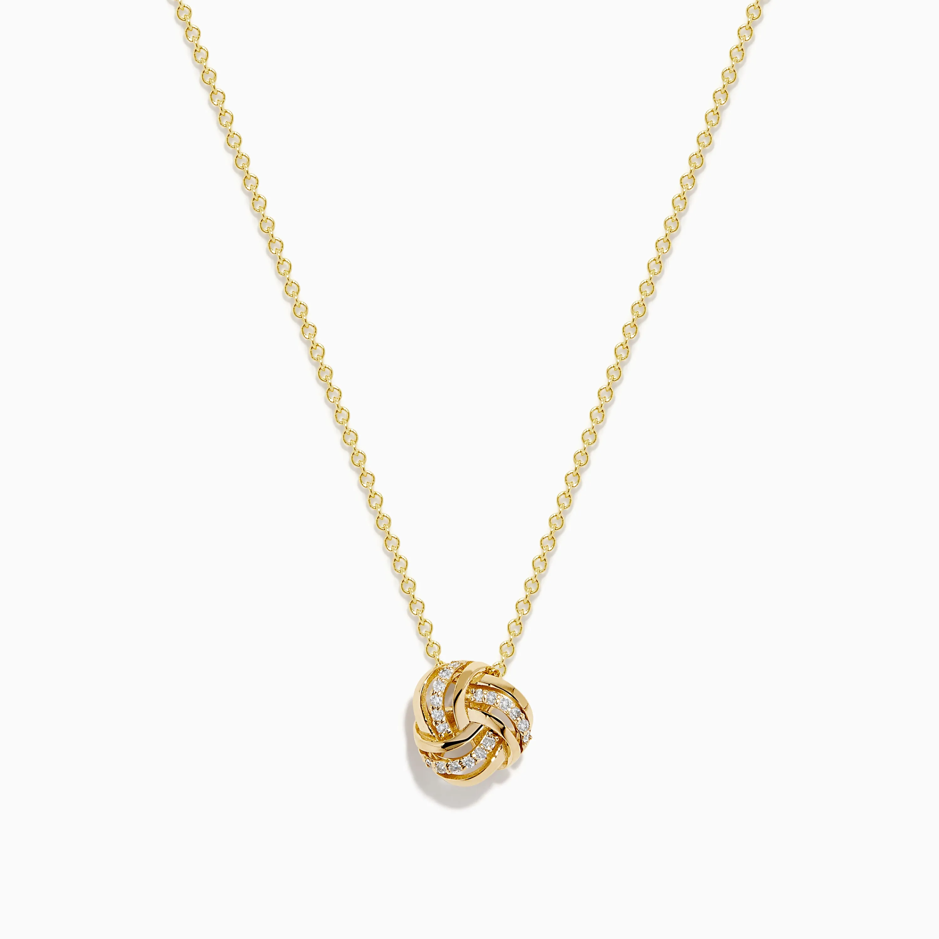 14K Yellow Gold Diamond Love Knot Pendant sold by Effy
