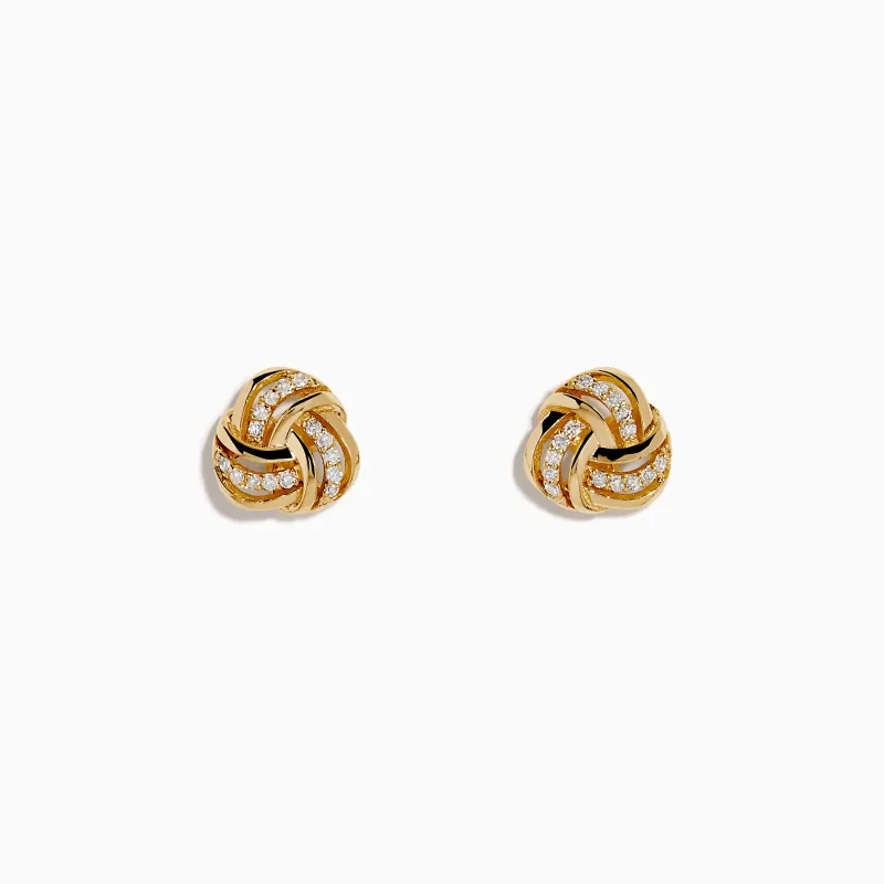 14K Yellow Gold Diamond Love Knot Earrings sold by Effy