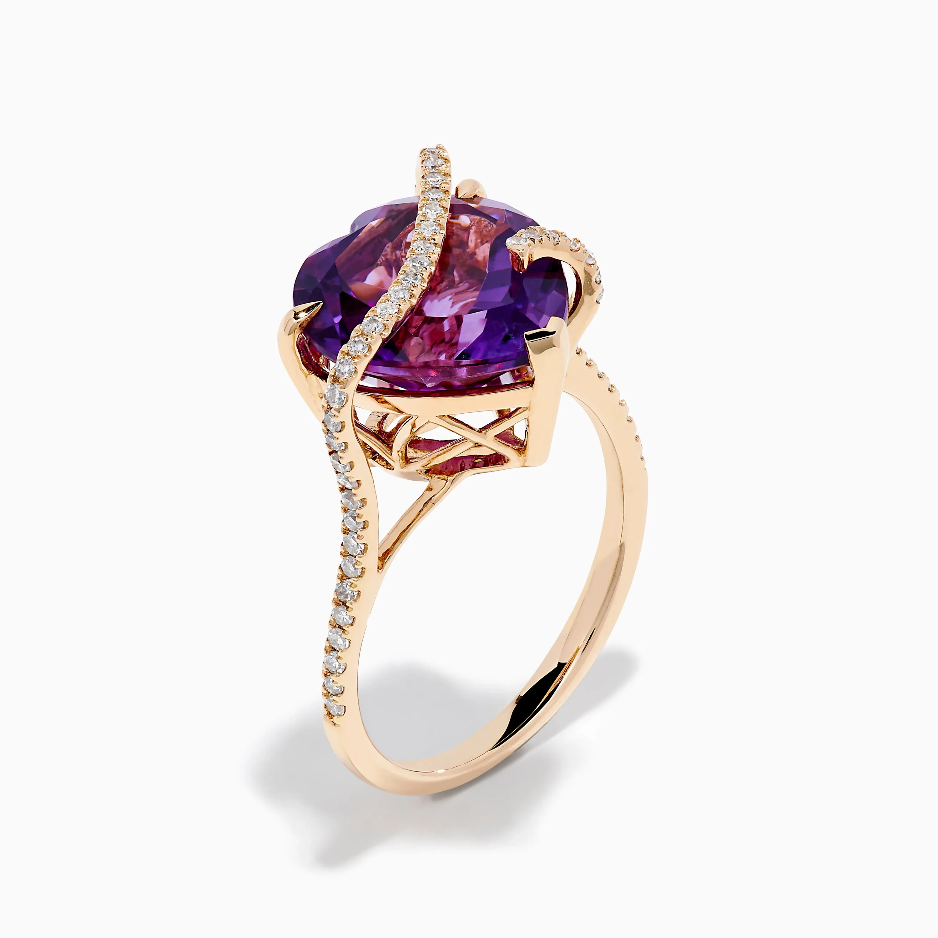 14K Rose Gold Amethyst and Diamond Heart Ring sold by Effy product image thumbnail 4