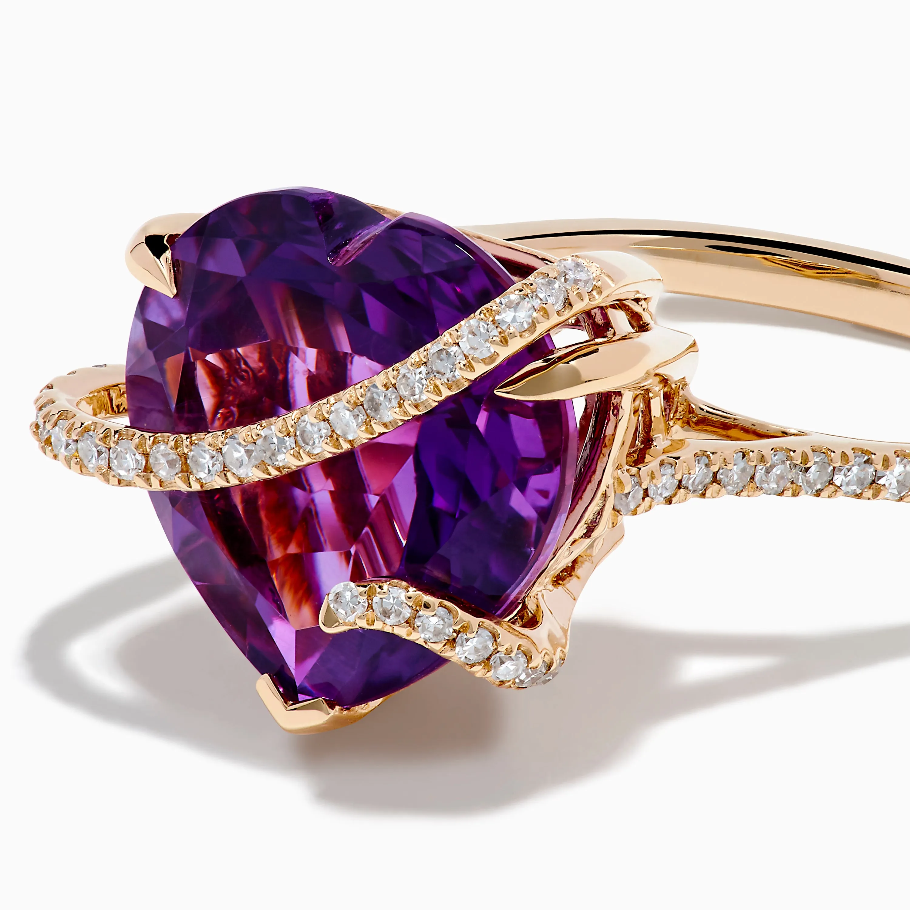 14K Rose Gold Amethyst and Diamond Heart Ring sold by Effy product image thumbnail 2