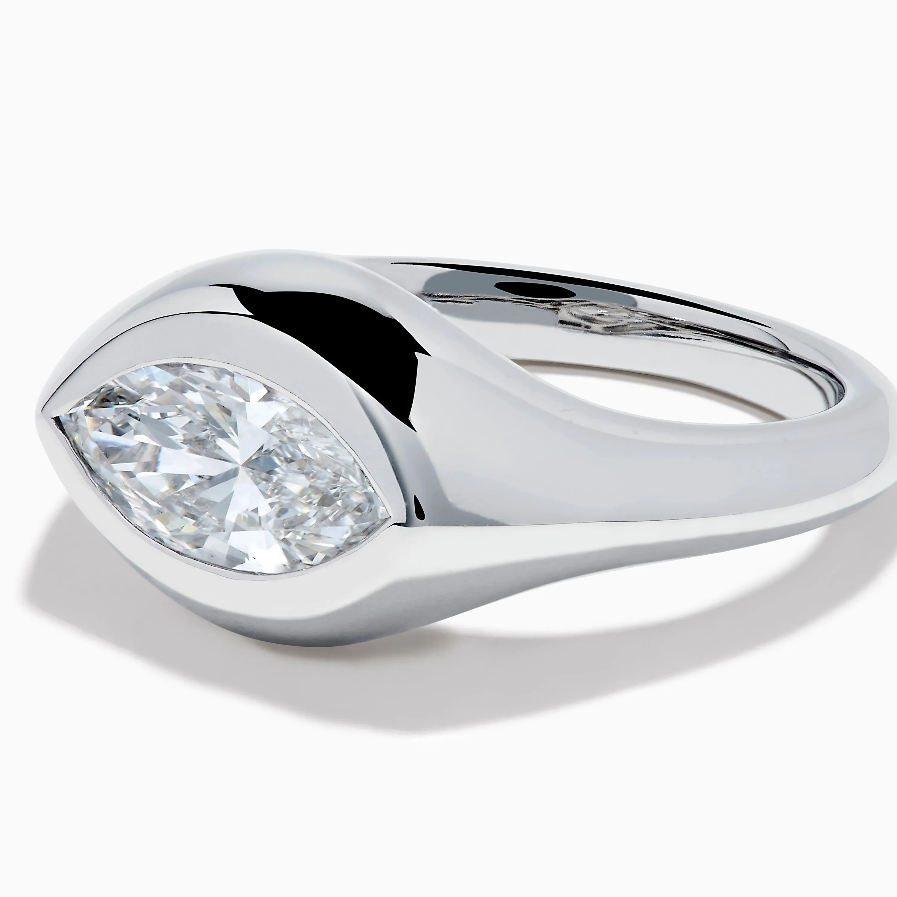 Lab Grown Diamond Marquise Bezel Pinky Ring in 14K White Gold sold by Effy product image thumbnail 2