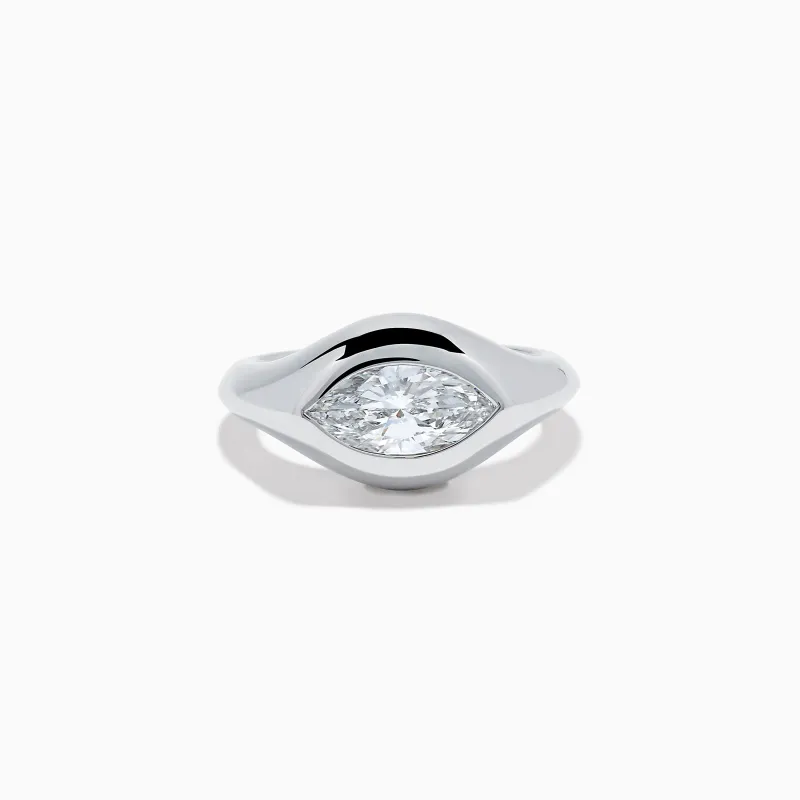 Lab Grown Diamond Marquise Bezel Pinky Ring in 14K White Gold sold by Effy
