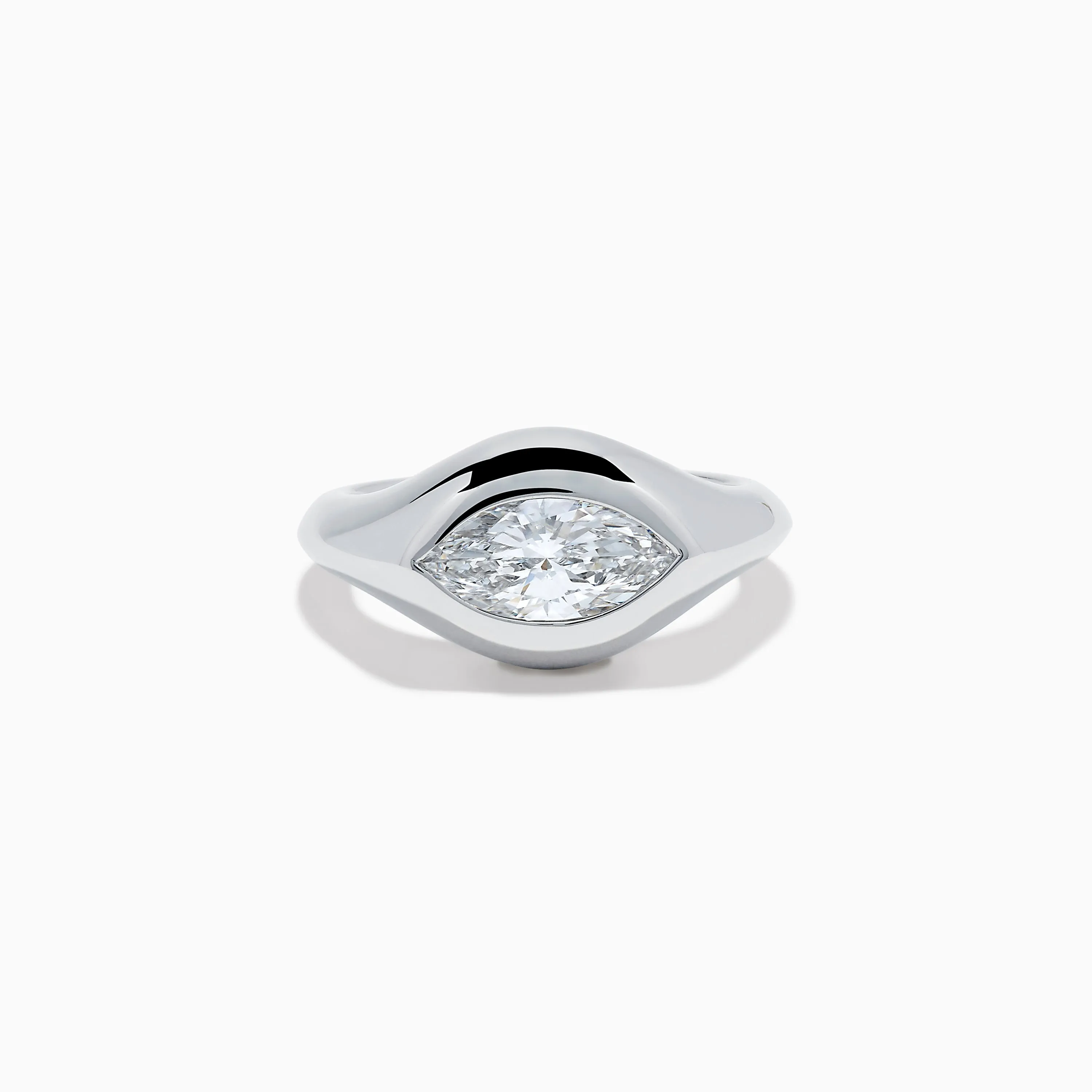 Lab Grown Diamond Marquise Bezel Pinky Ring in 14K White Gold sold by Effy