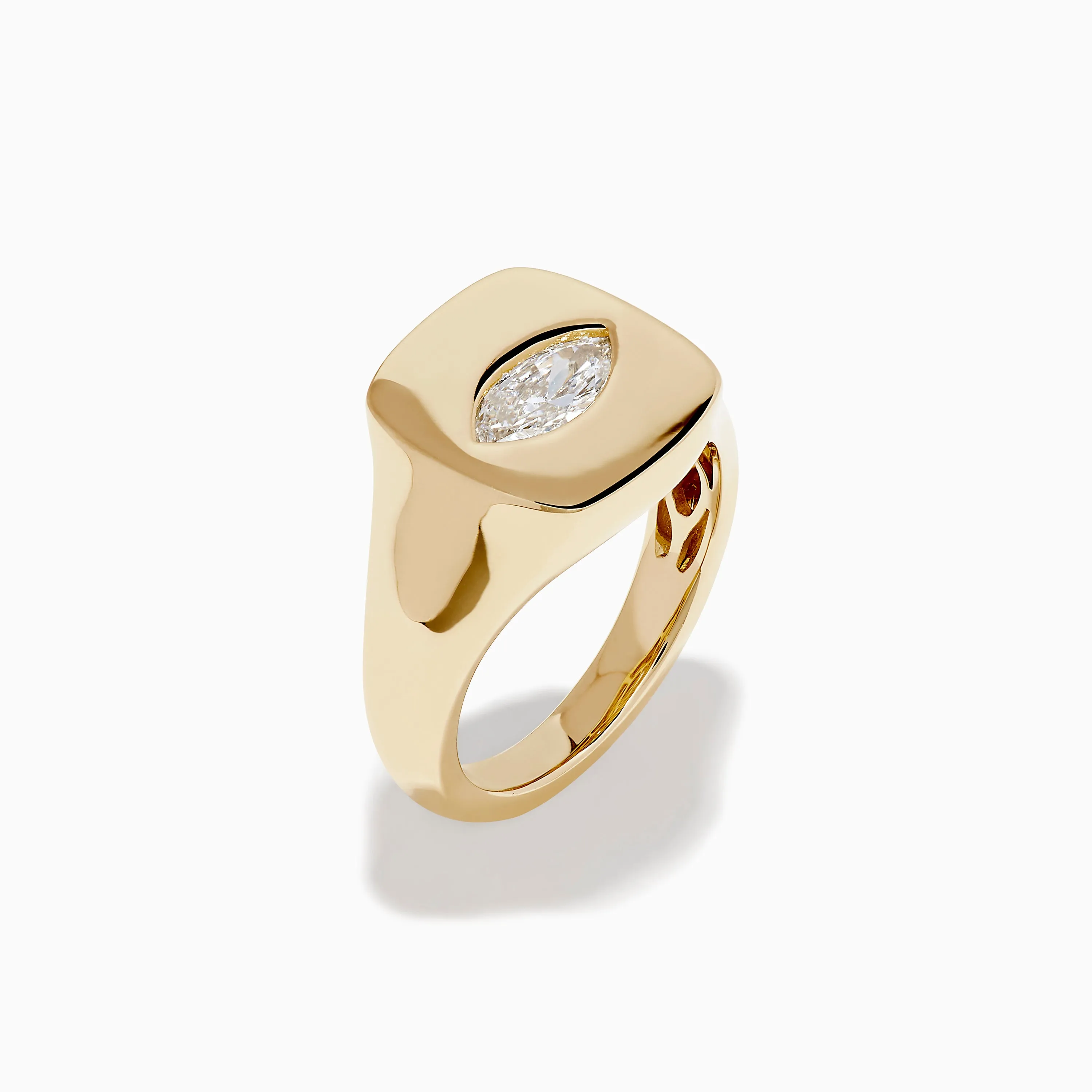 Lab Grown Diamond Marquise Inset Signet Pinky Ring in 14K Yellow Gold sold by Effy product image thumbnail 4