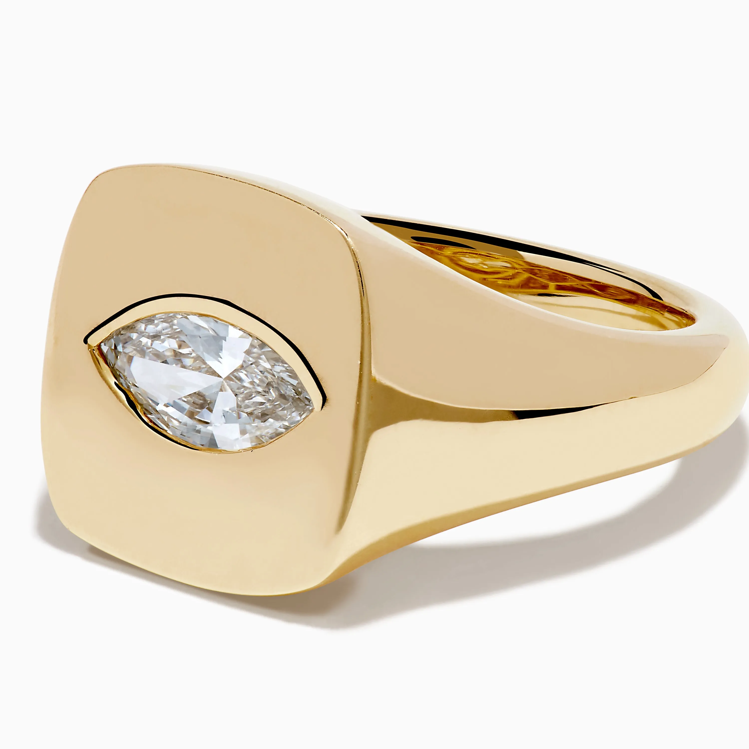 Lab Grown Diamond Marquise Inset Signet Pinky Ring in 14K Yellow Gold sold by Effy product image thumbnail 2
