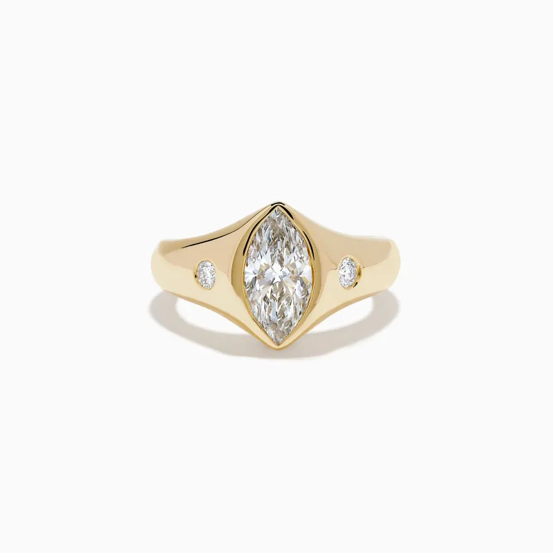 Lab Grown Diamond Marquise Bezel Pinky Ring in 14K Yellow Gold sold by Effy