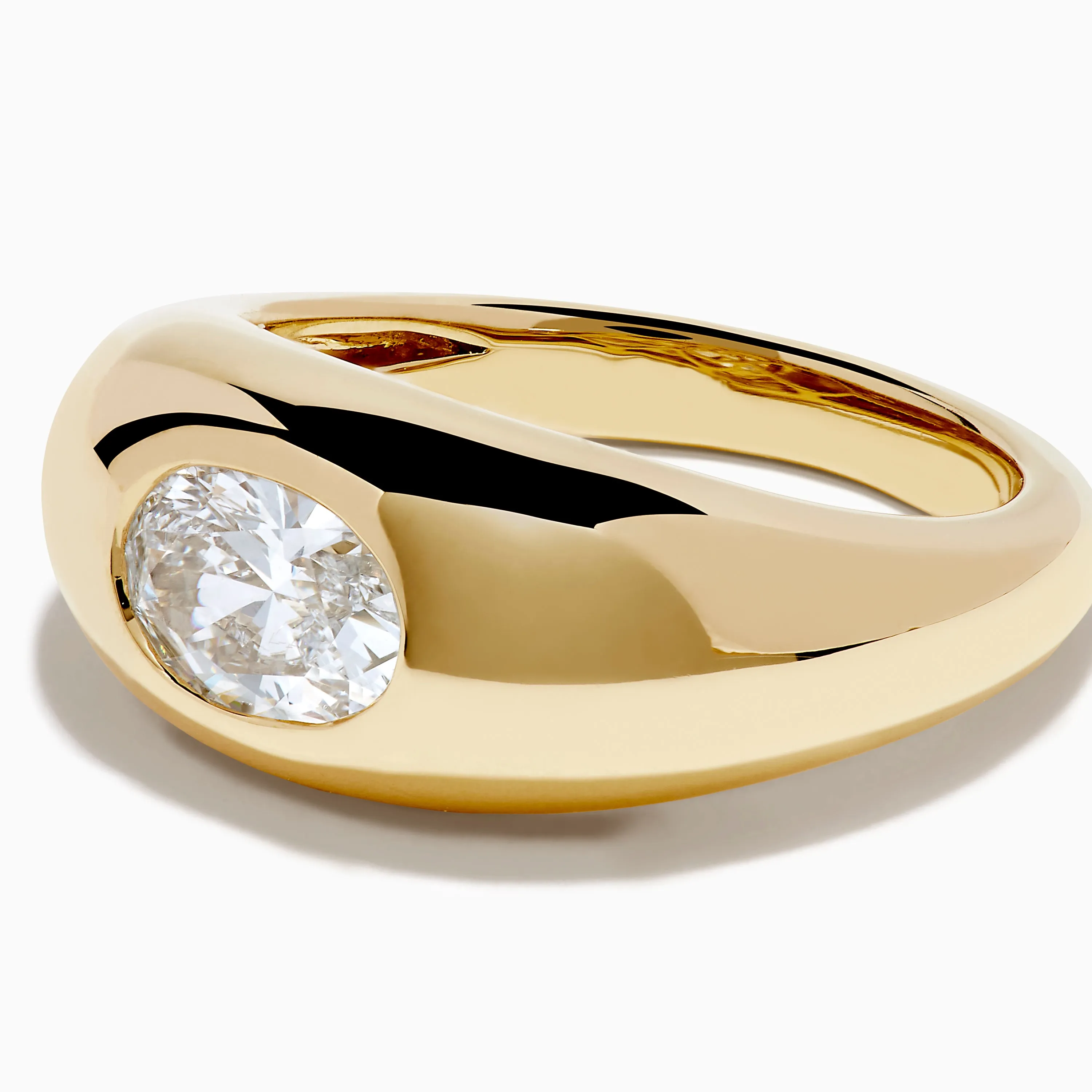 Lab Grown Diamond Oval Bezel Pinky Ring in 14K Yellow Gold sold by Effy product image thumbnail 2
