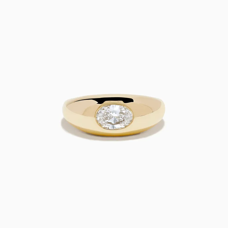 Lab Grown Diamond Oval Bezel Pinky Ring in 14K Yellow Gold sold by Effy