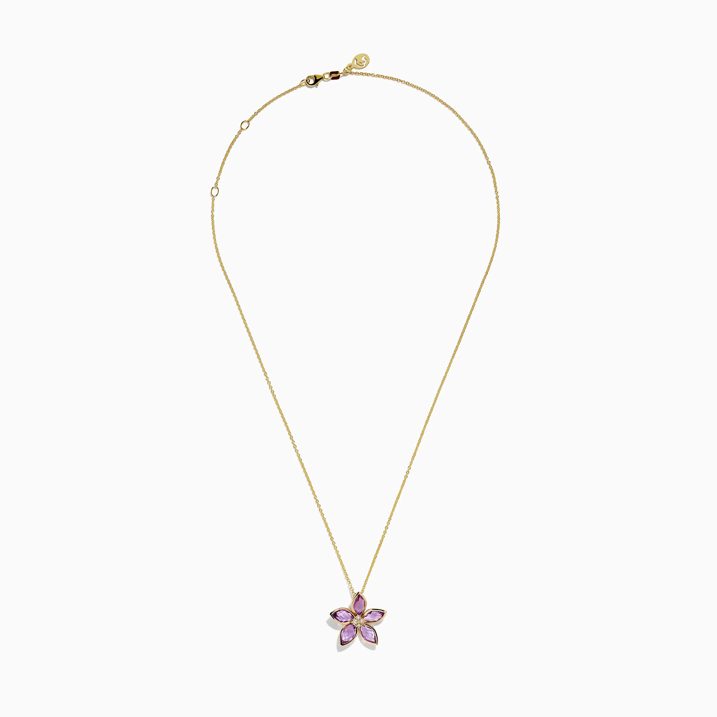 14K Yellow Gold Amethyst and Diamond Flower Pendant sold by Effy product image thumbnail 3