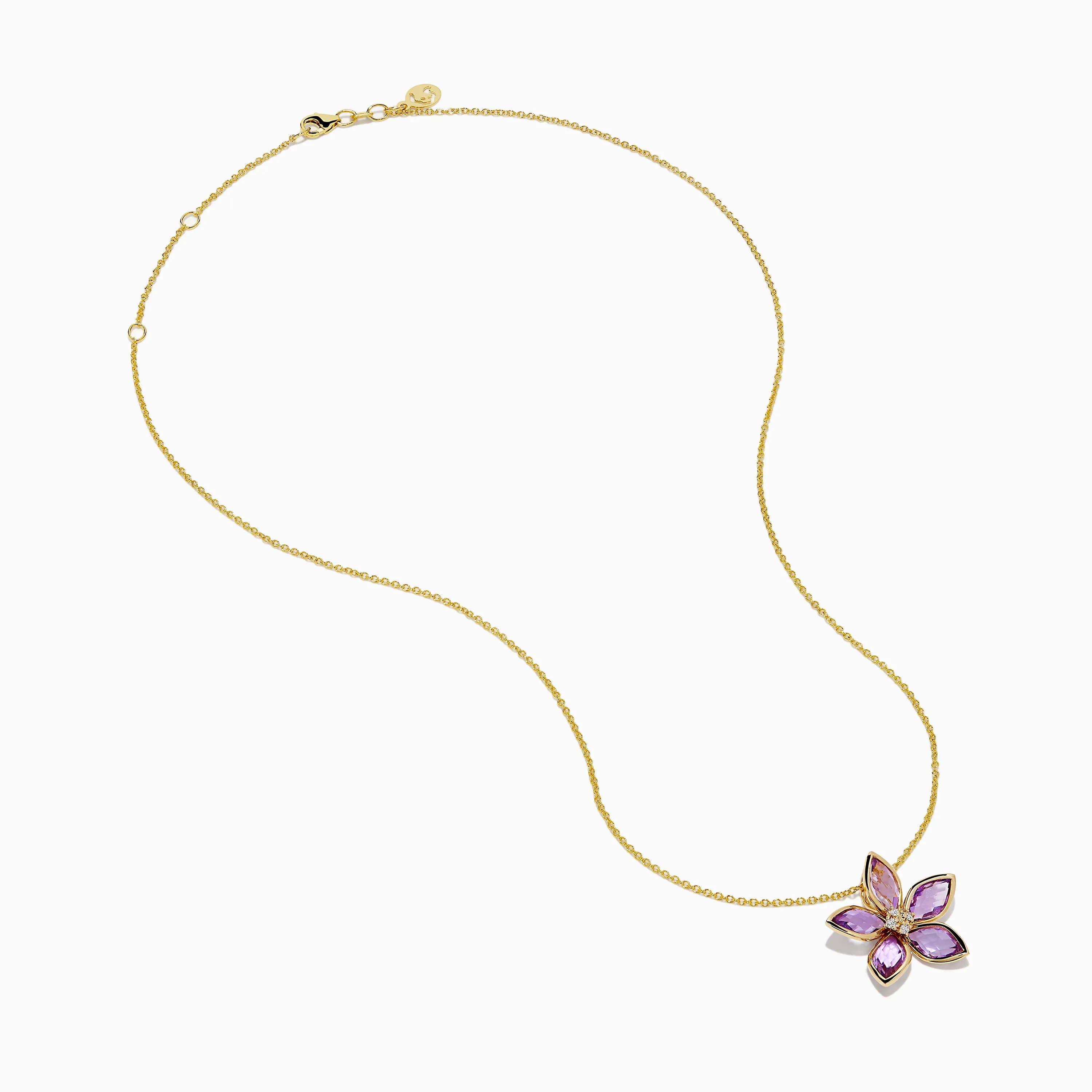 14K Yellow Gold Amethyst and Diamond Flower Pendant sold by Effy product image thumbnail 2