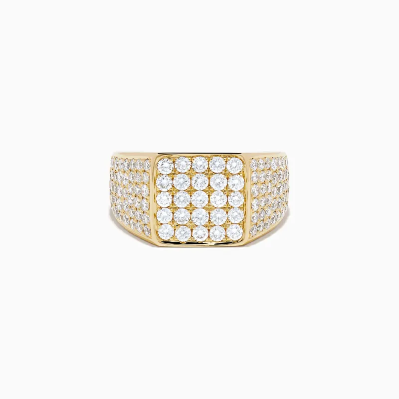 Lab Grown Diamond Pave Men's Signet Pinky Ring in 14K Yellow Gold sold by Effy