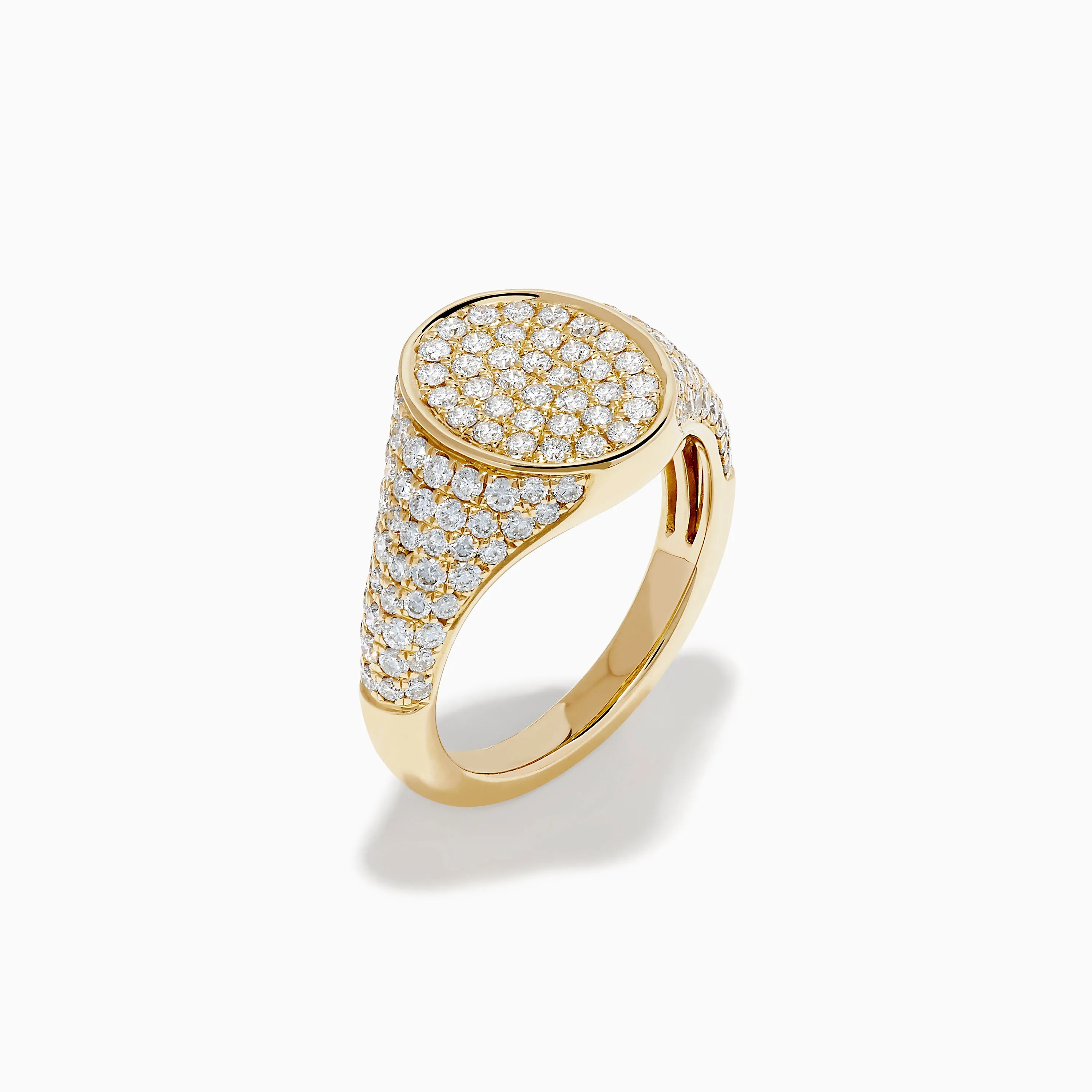 Lab Grown Diamond Oval Pave Signet Pinky Ring 14K Yellow Gold sold by Effy product image thumbnail 4