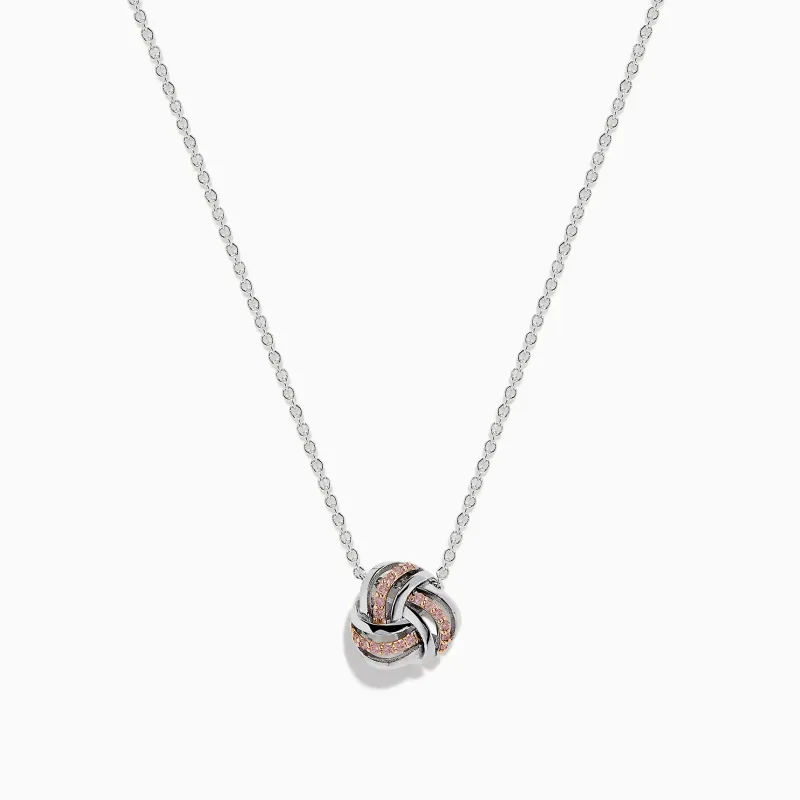 14K White Gold Pink Diamond Love Knot Pendant sold by Effy