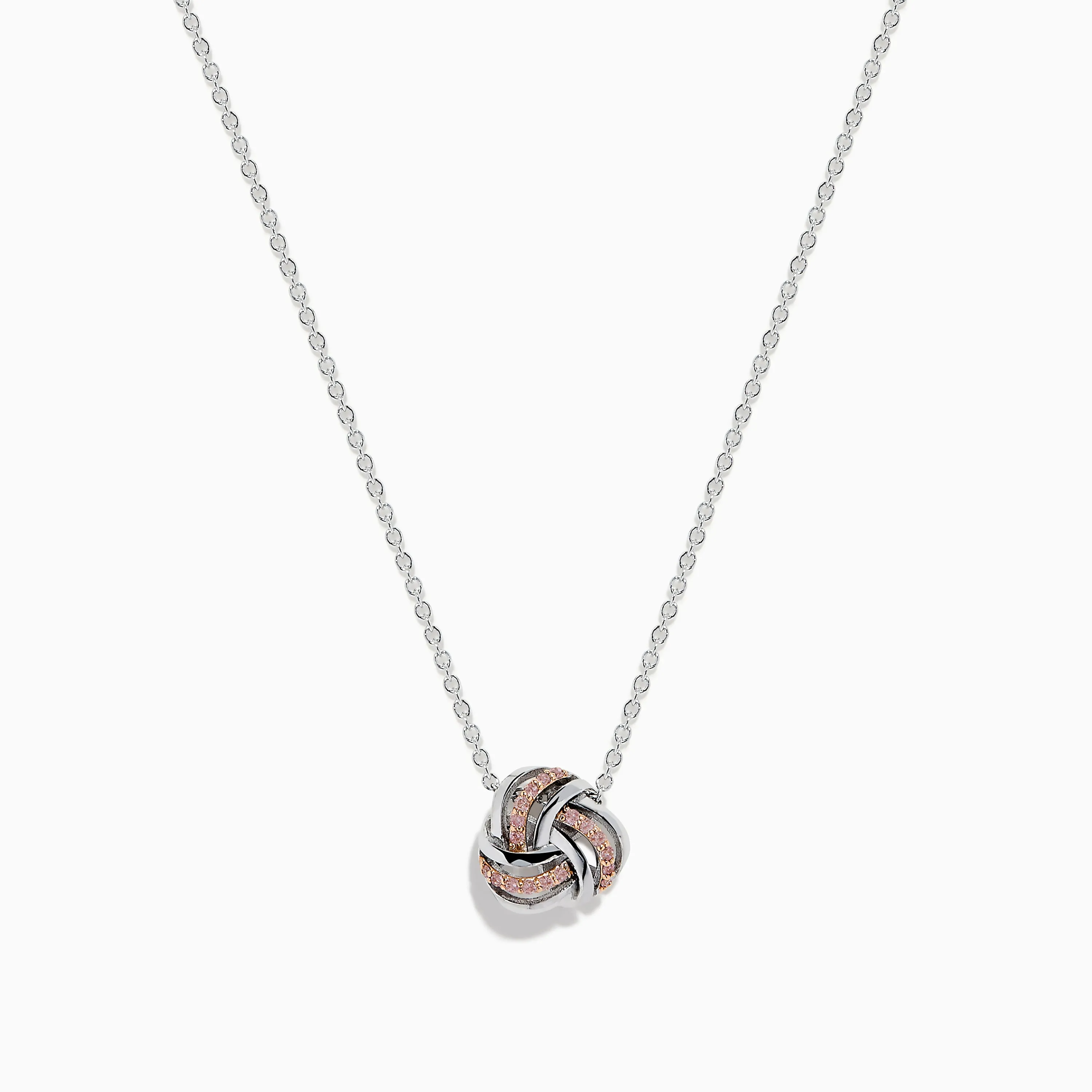 14K White Gold Pink Diamond Love Knot Pendant sold by Effy