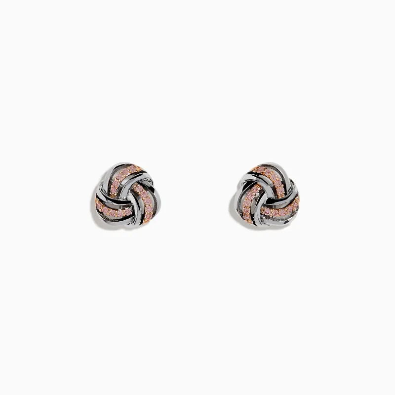 14K White Gold Pink Diamond Love Knot Earrings sold by Effy