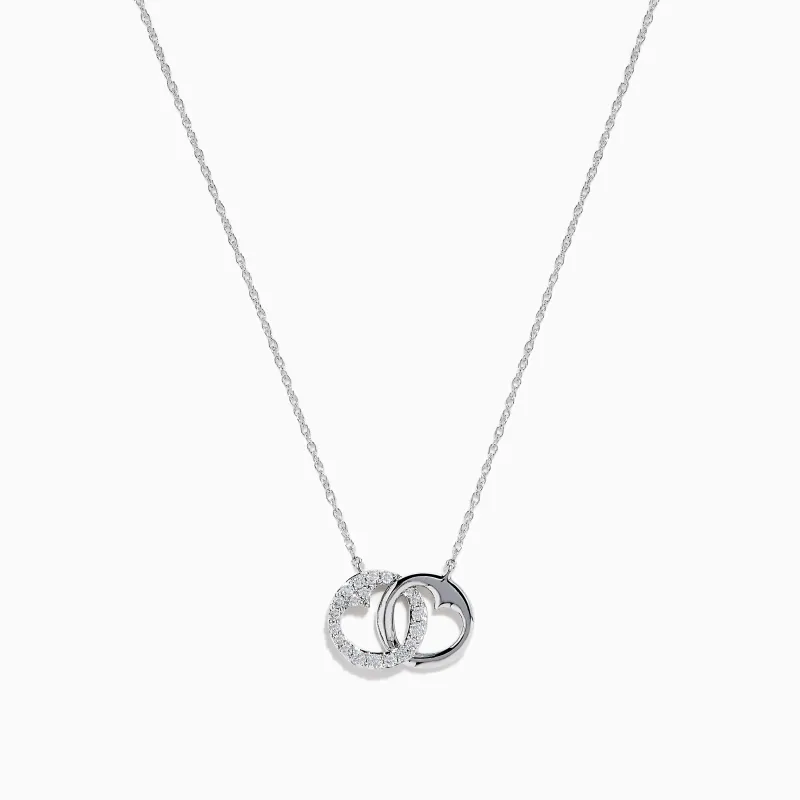 14K White Gold Diamond Accented Interlocking Hearts Necklace sold by Effy