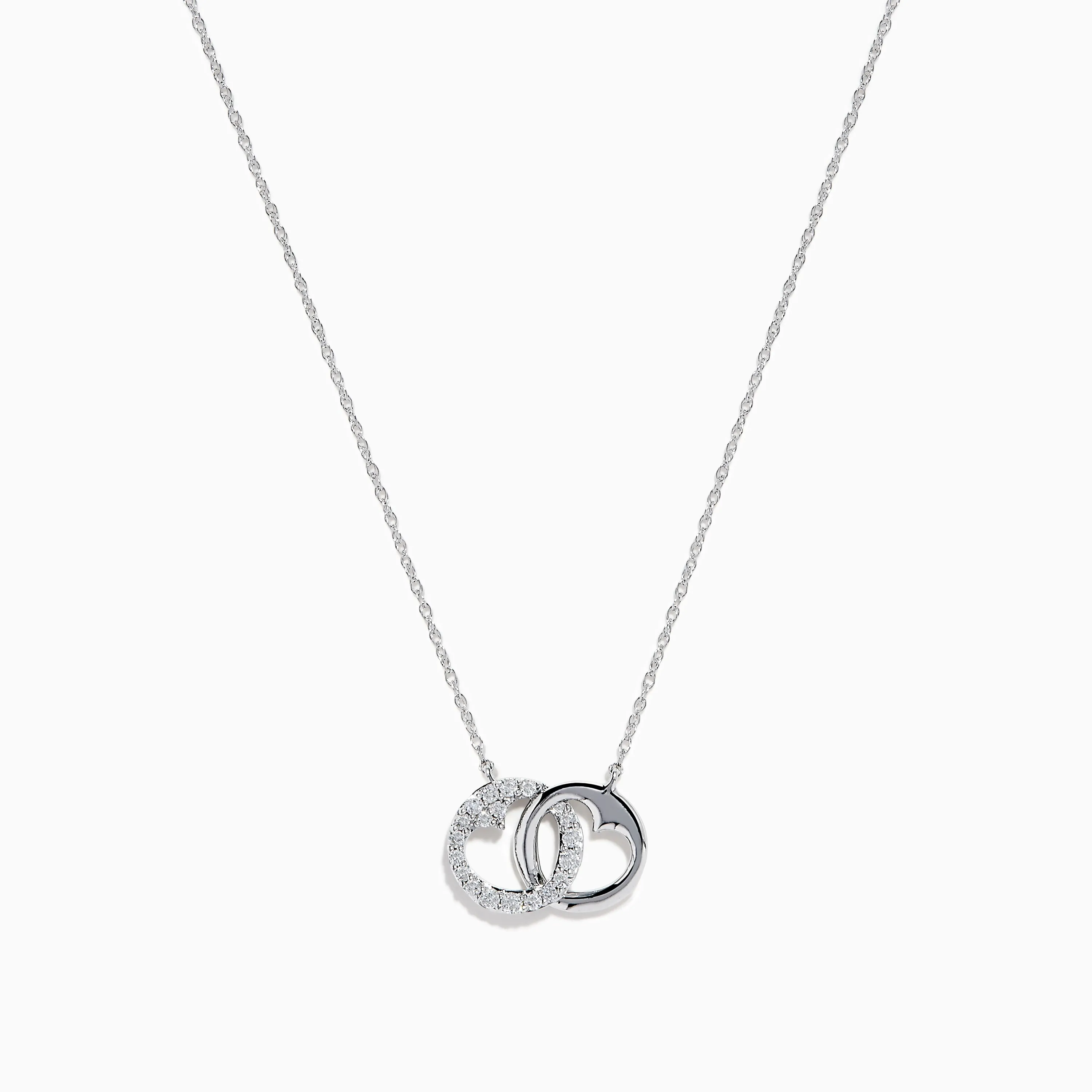 14K White Gold Diamond Accented Interlocking Hearts Necklace sold by Effy