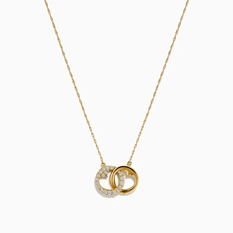 14K Yellow Gold Diamond Accented Interlocking Hearts Necklace sold by Effy