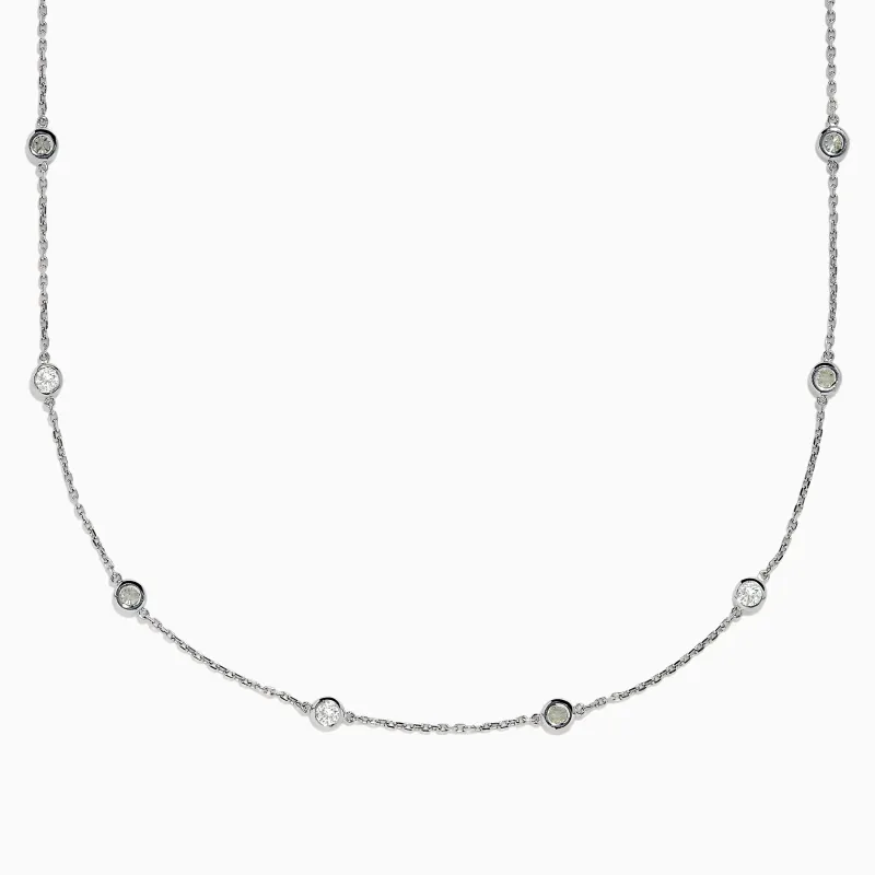 14K White Gold 36 Inch 3.00ct Diamond Station Necklace sold by Effy