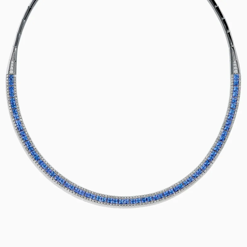 14K White Gold Tanzanite and Diamond Collar Necklace sold by Effy